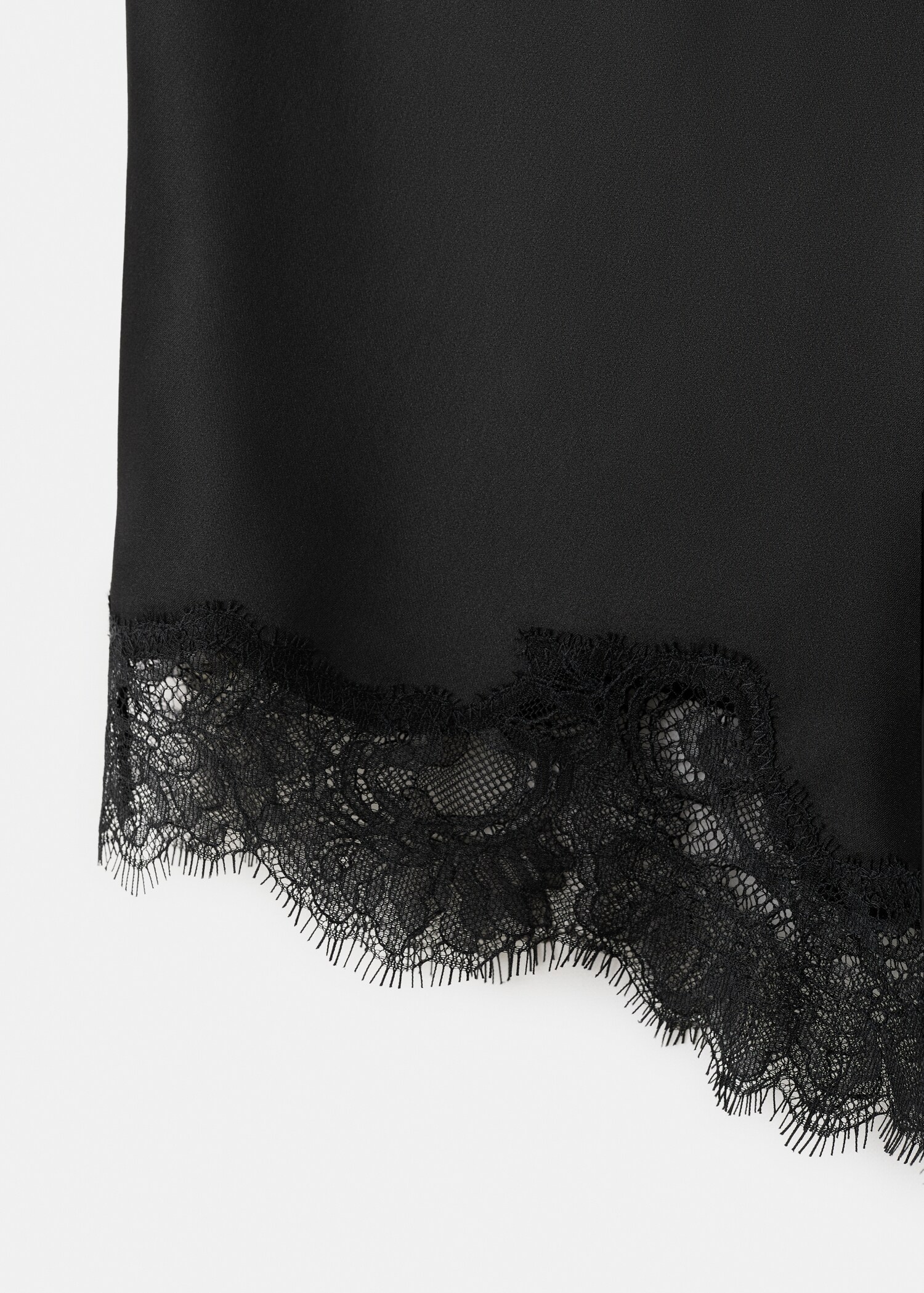 Saia curta assimétrica satinada com renda - Pormenor do artigo 0