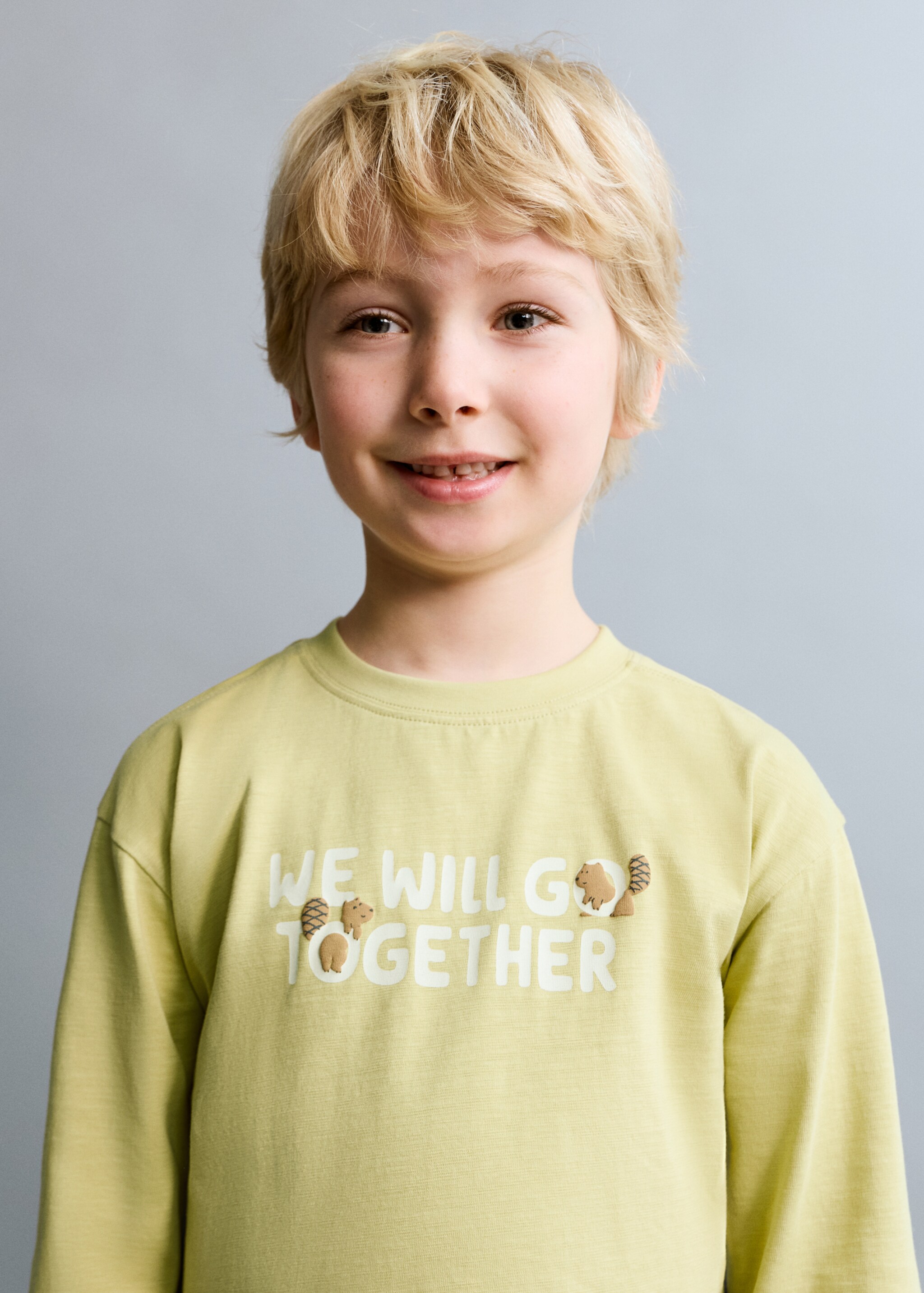 Embossed detail printed t-shirt - Medium plane, Lime. Ref: 27063718-00.