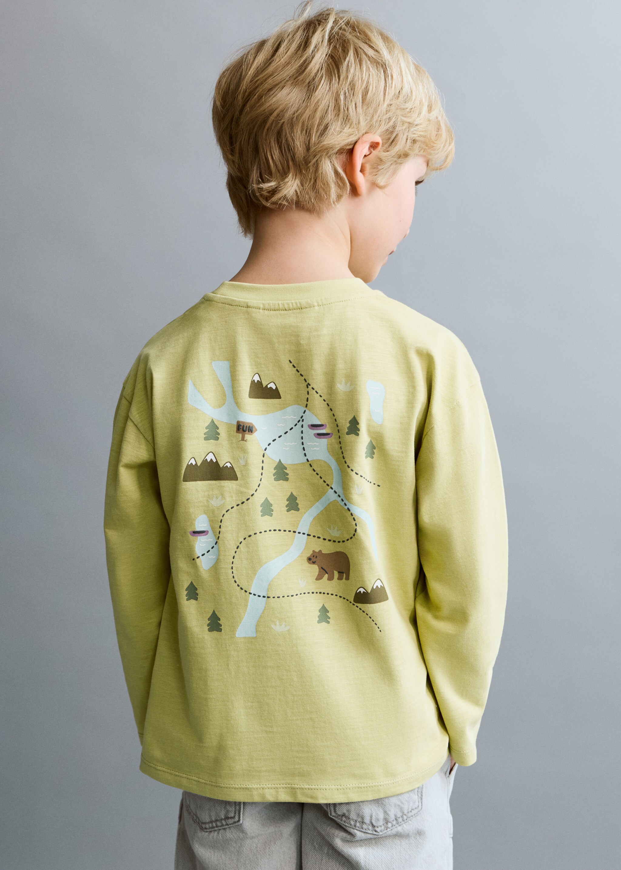 Embossed detail printed t-shirt - Details of the article 1, Lime. Ref: 27063718-00.