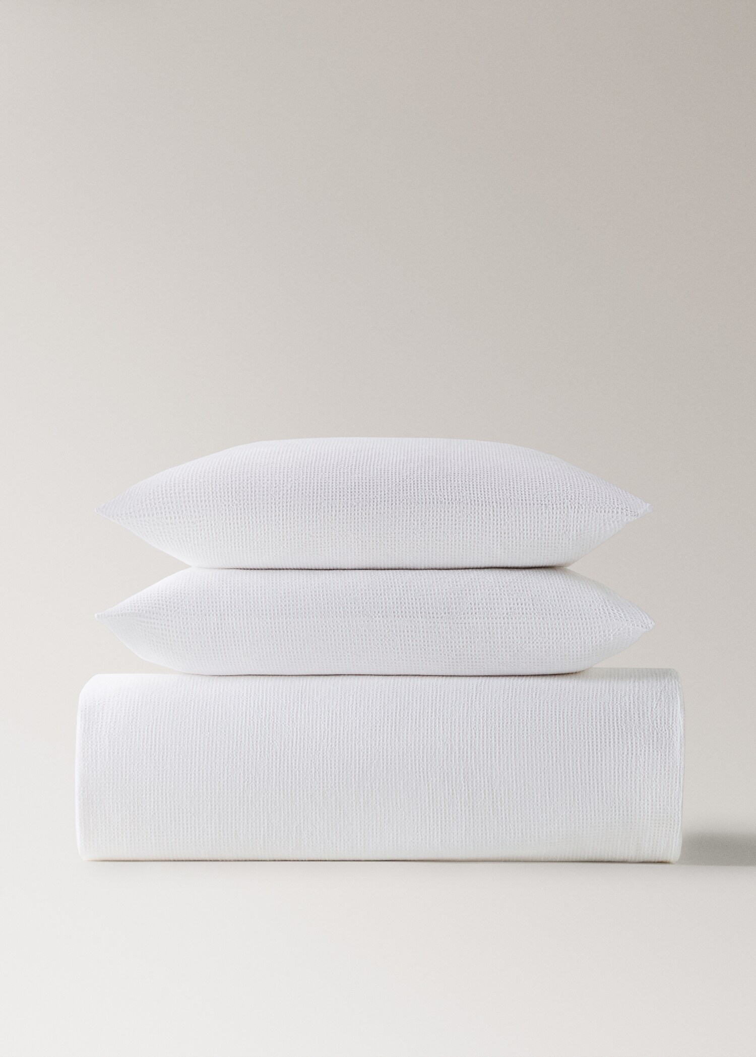 Cotton garment-dyed mini-waffle duvet cover for 150/160 cm bed - Article without model