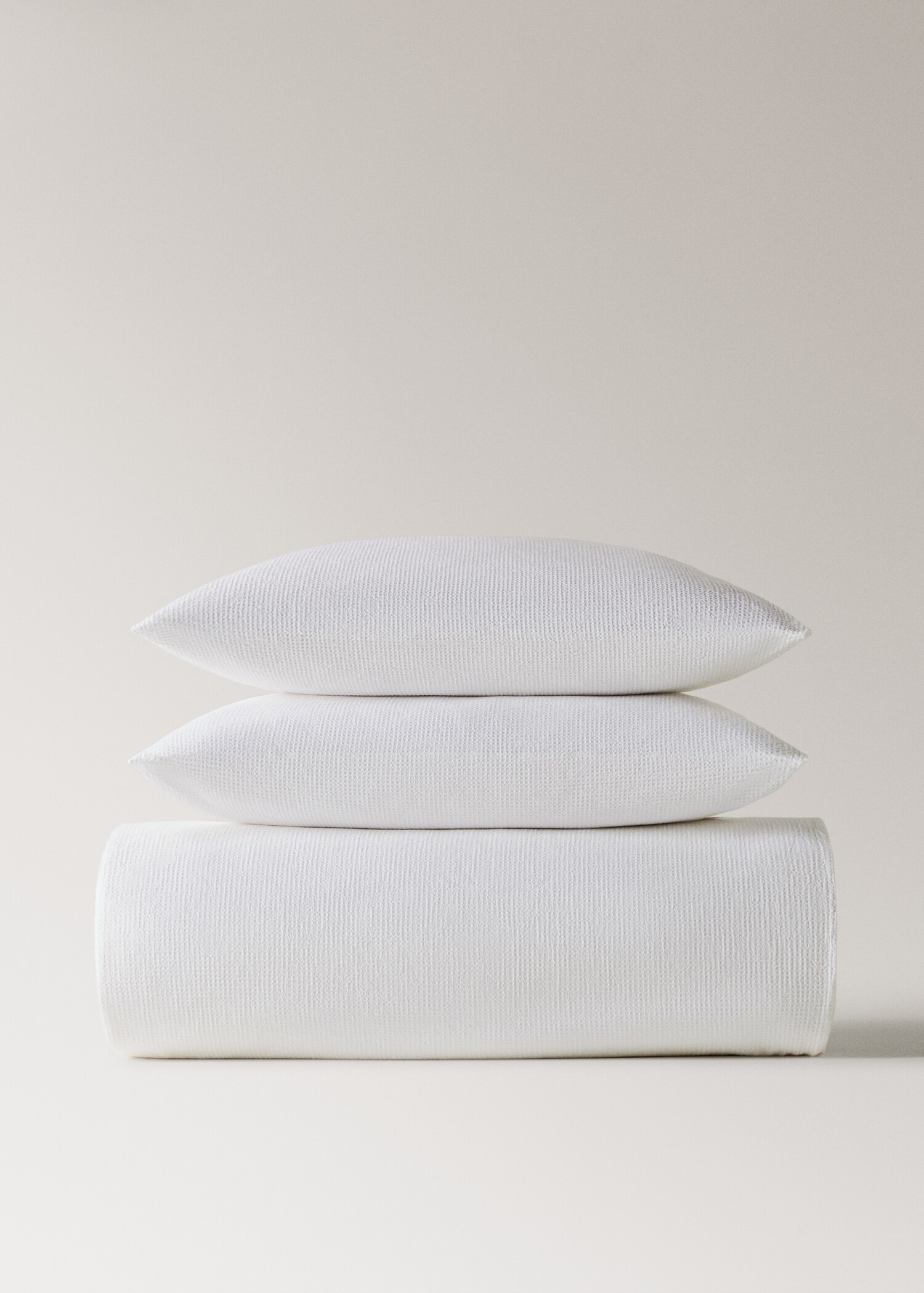 Cotton garment-dyed mini-waffle duvet cover for 150/160 cm bed - Details of the article 4