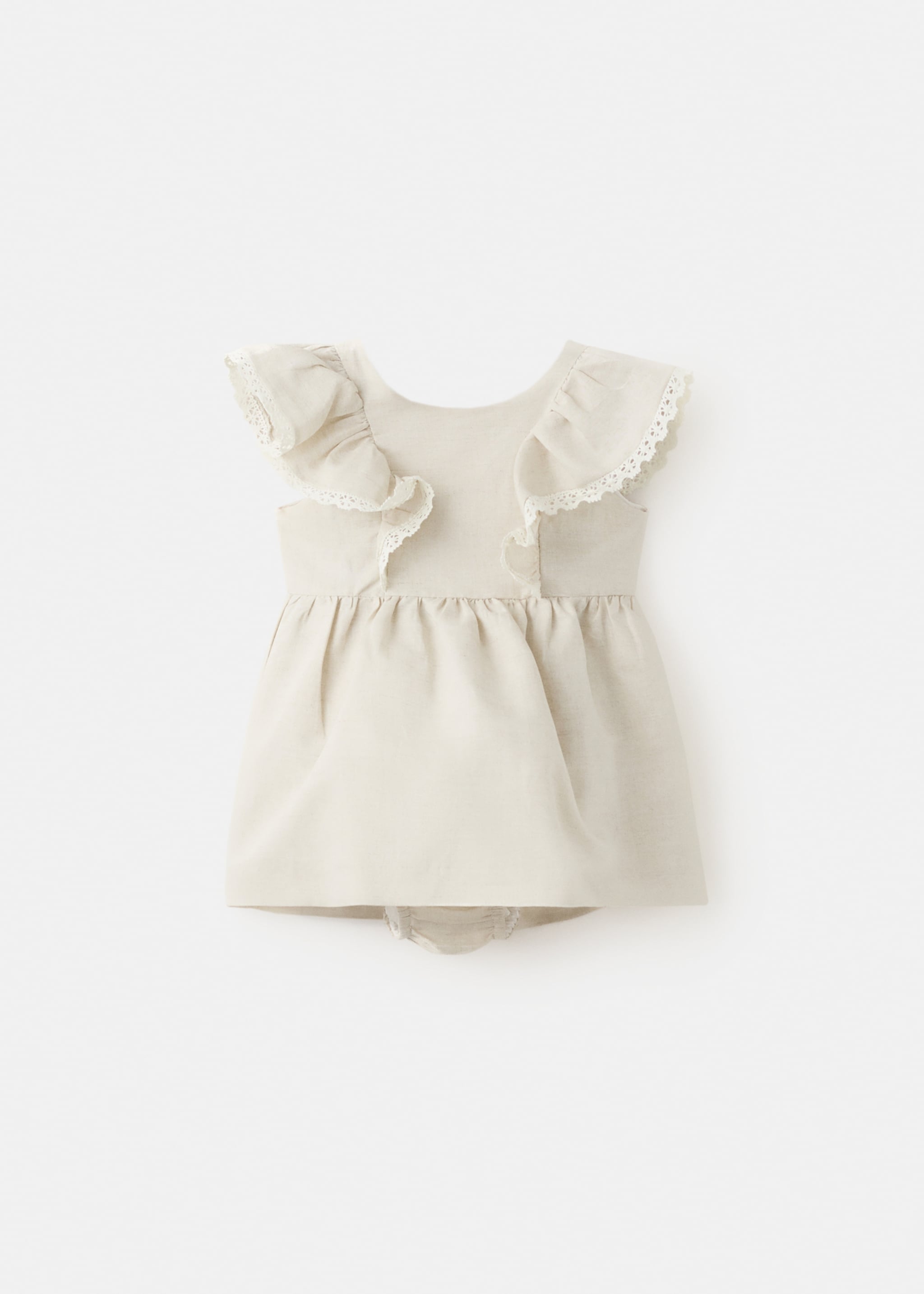 Short linen dress - Article without model, Beige. Ref: 27063728-00.