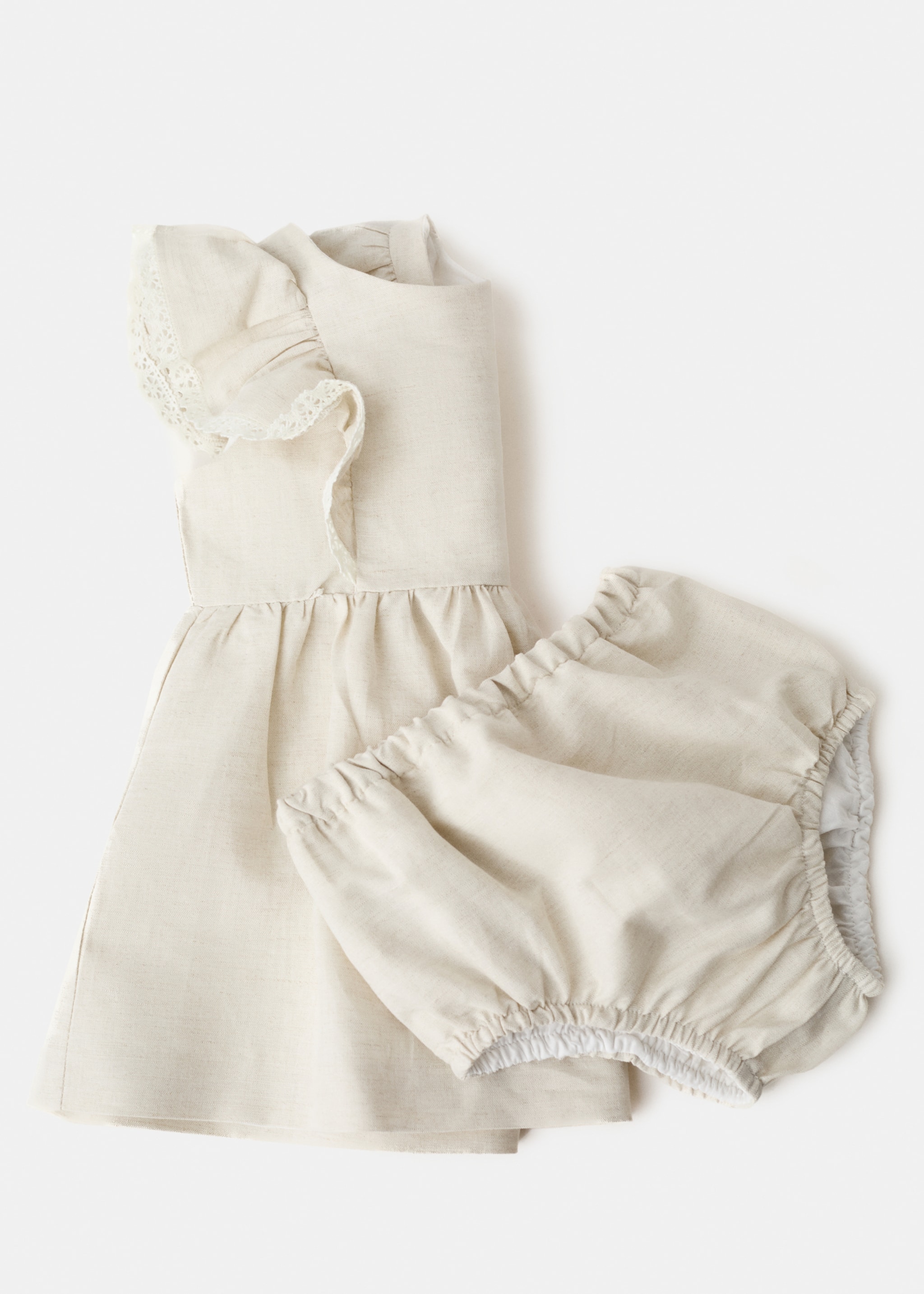 Short linen dress - Details of the article 0, Beige. Ref: 27063728-00.