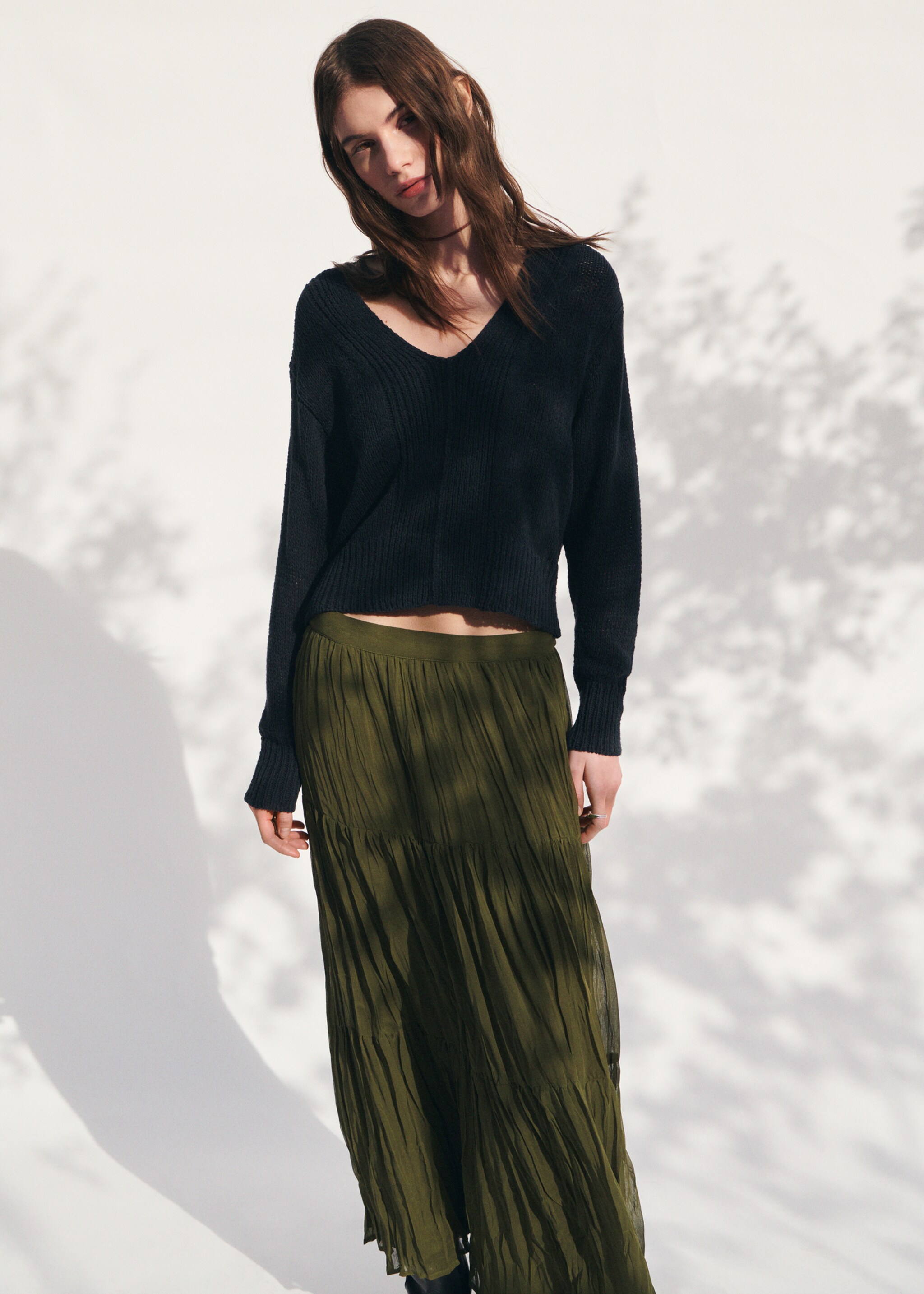 Jupe longue fluide - Détail de l'article 5, Kaki. Ref: 27063729-00.