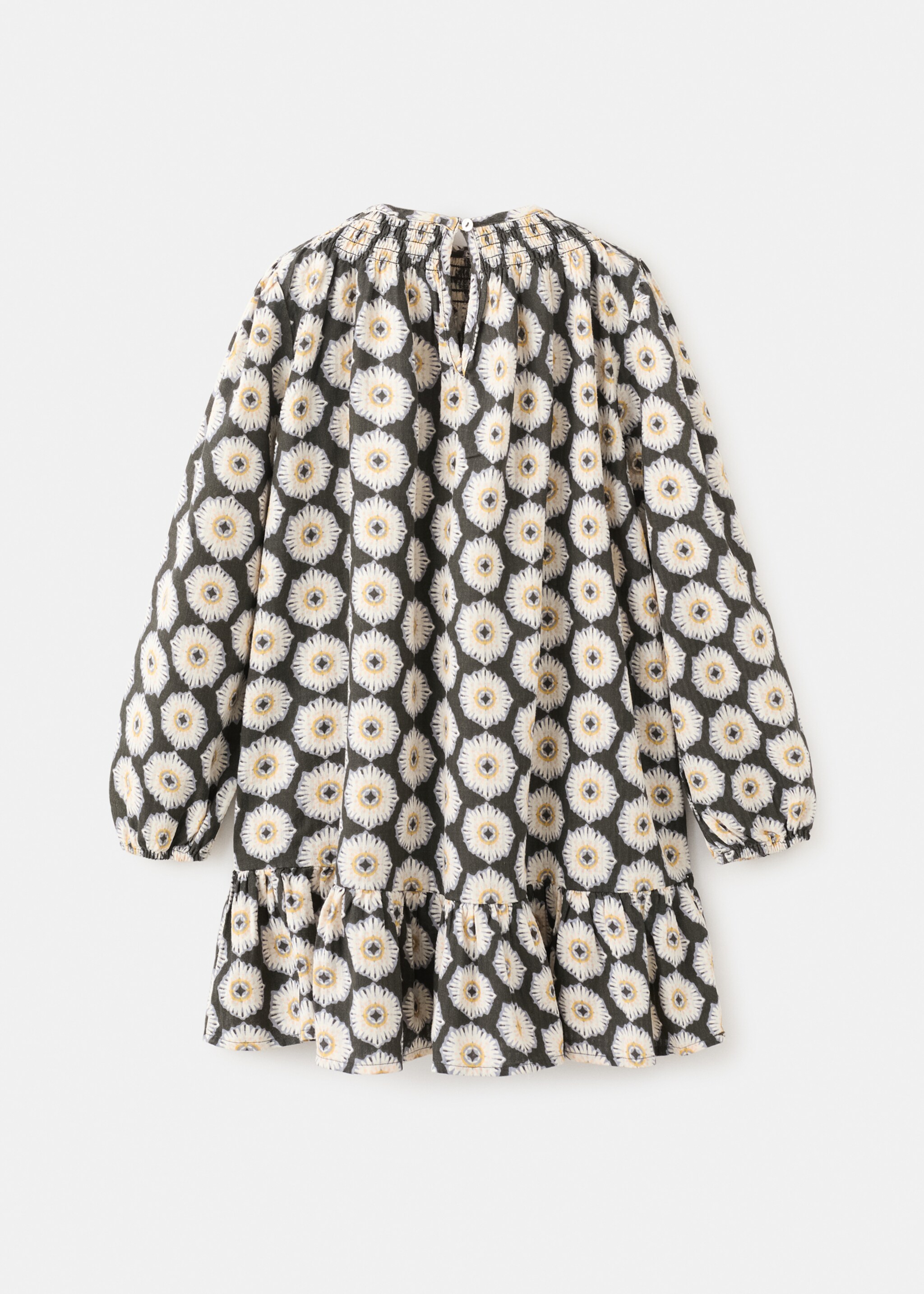 Floral-print flared dress - Reverse of the article, Charcoal. Ref: 27063731-00.