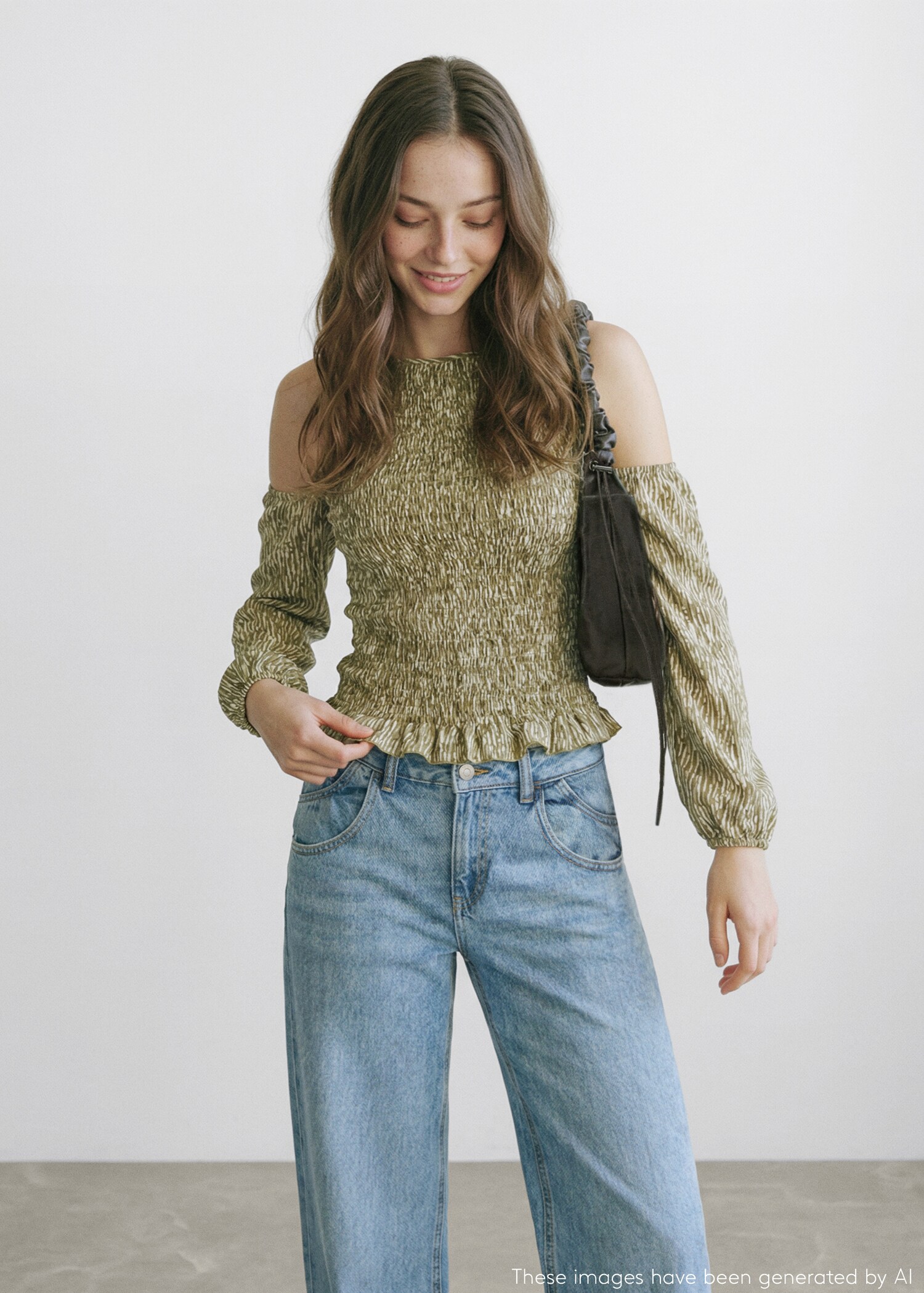 Ruched cut-out blouse - Medium plane