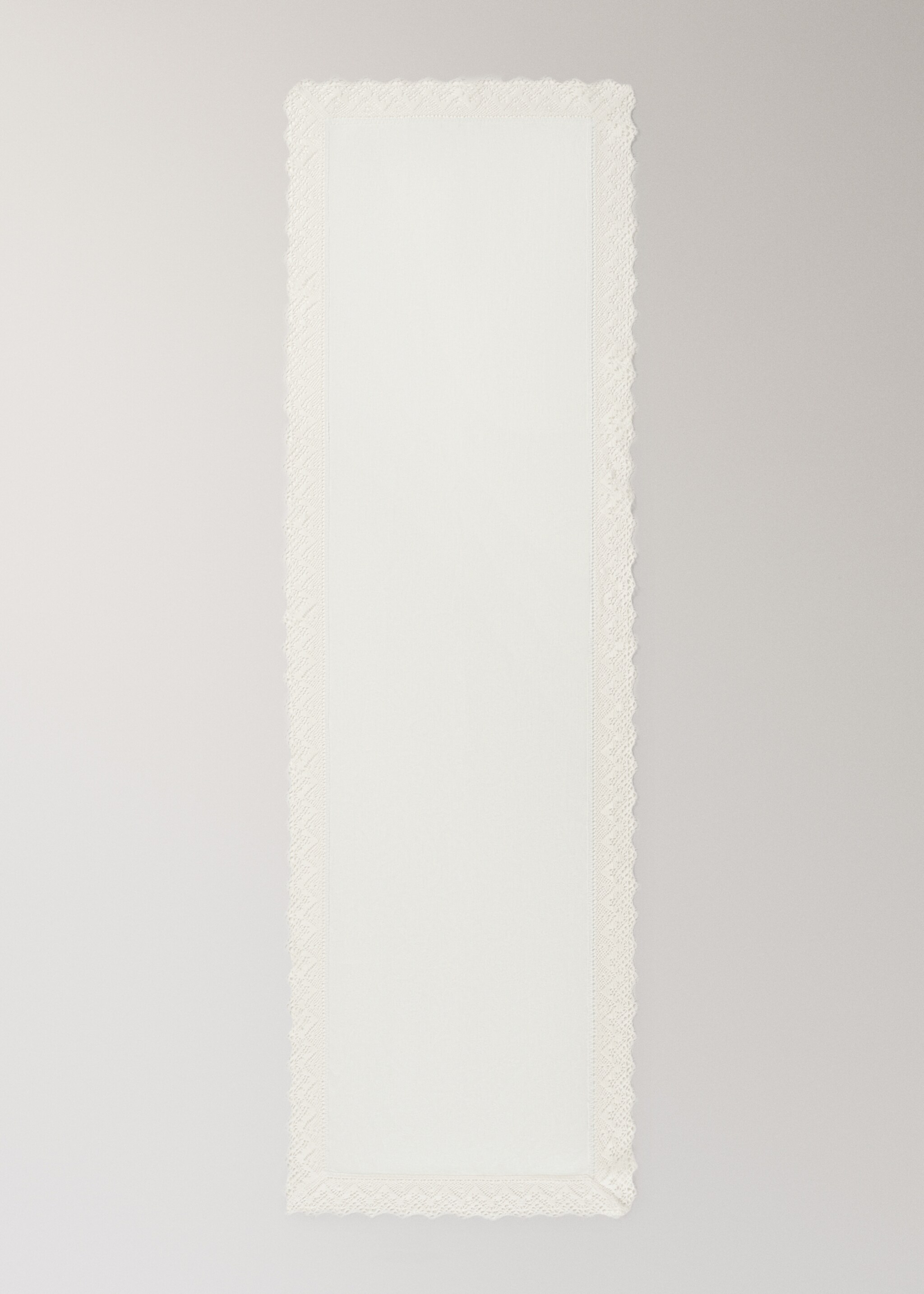 Jacquard linen lace floral table runner - Details of the article 2, Off White. Ref: 27063742-00.