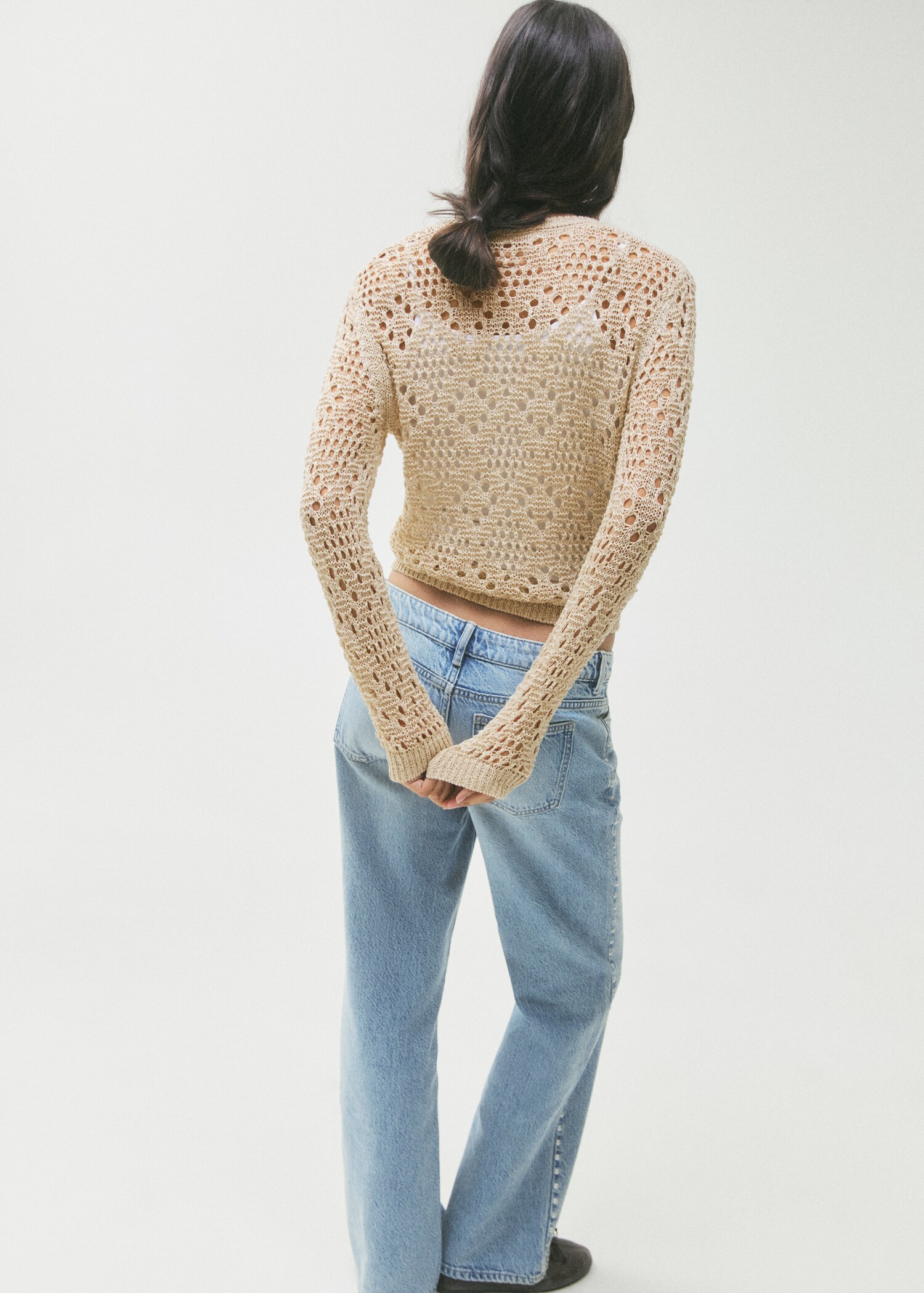 Cardigan de malha rendada - Verso do artigo