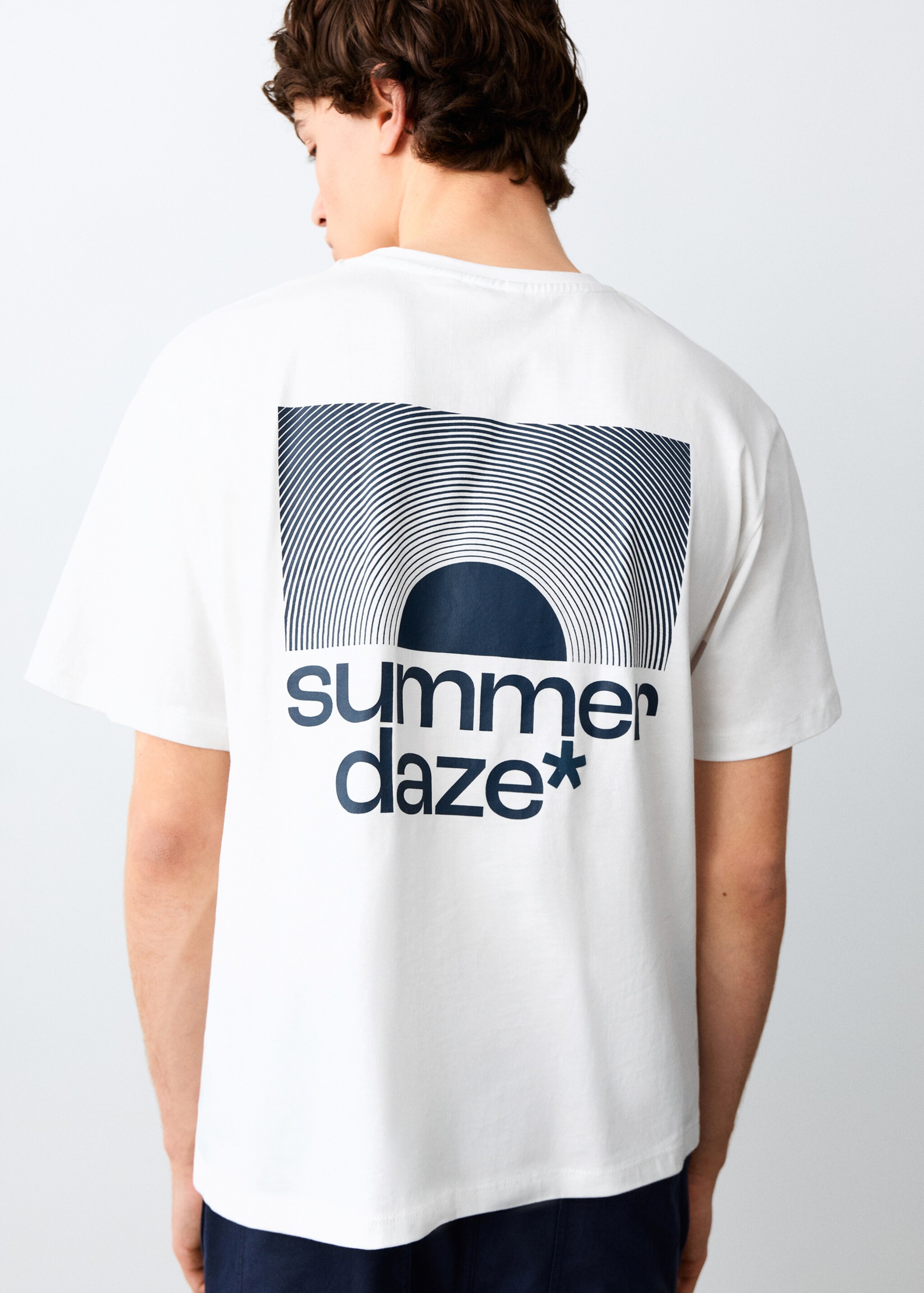 T-shirt imprimé manches courtes - Verso de l’article, Blanc cassé. Ref: 27064050-00.