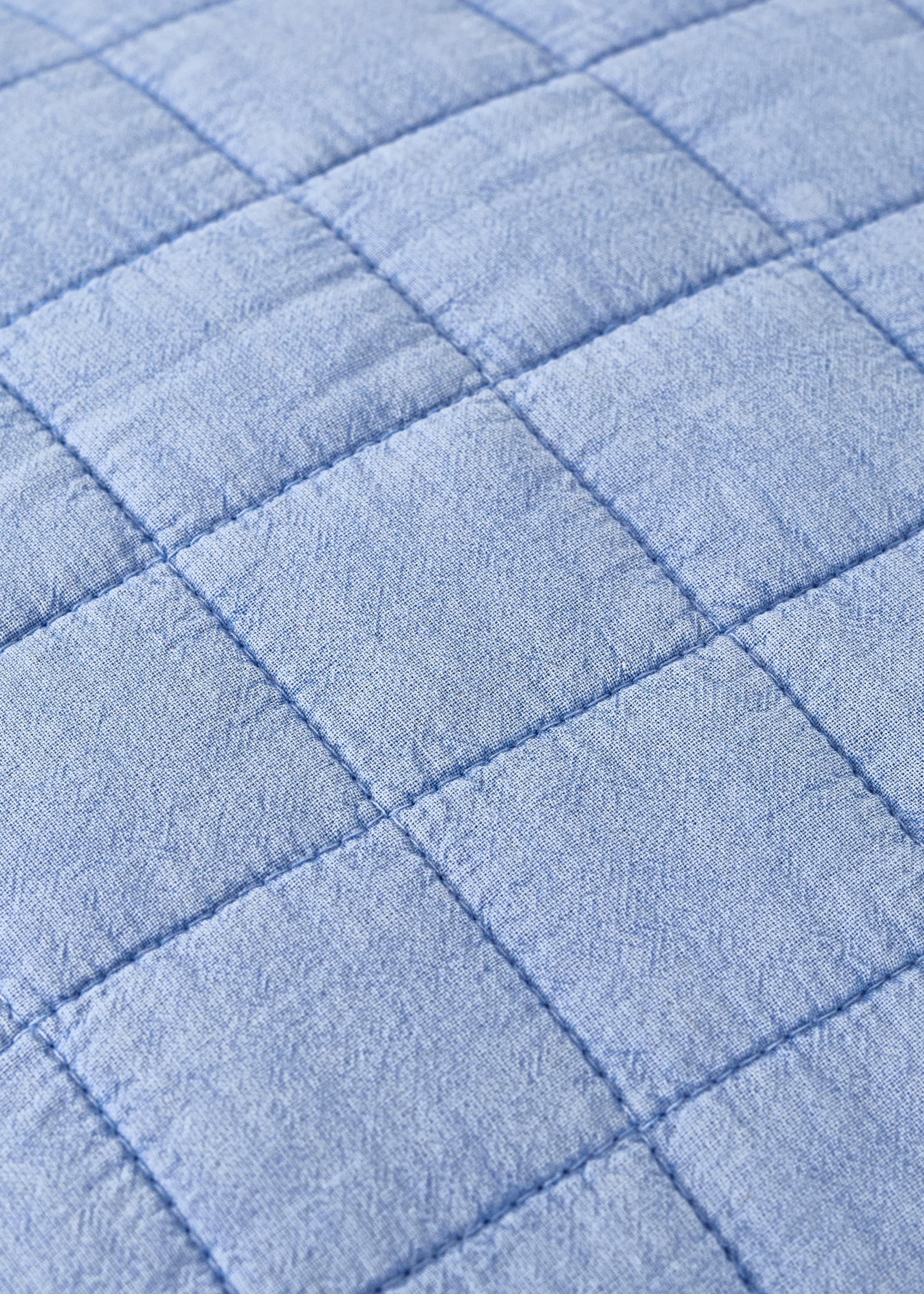 Children's cotton cushion cover with stitched check design - Details of the article 2, Blue. Ref: 27064054-00.