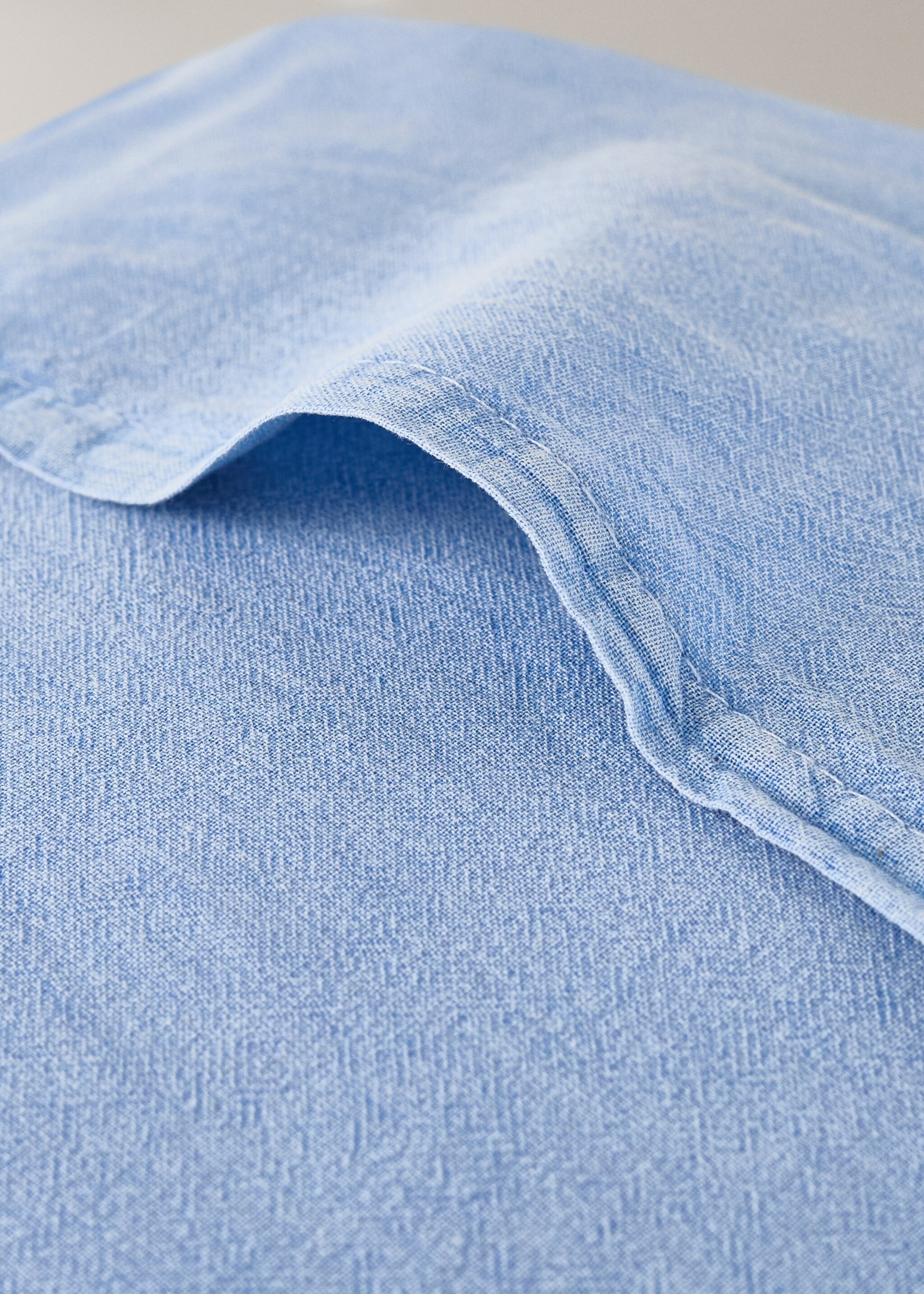 Children's cotton cushion cover with stitched check design - Details of the article 4, Blue. Ref: 27064054-00.