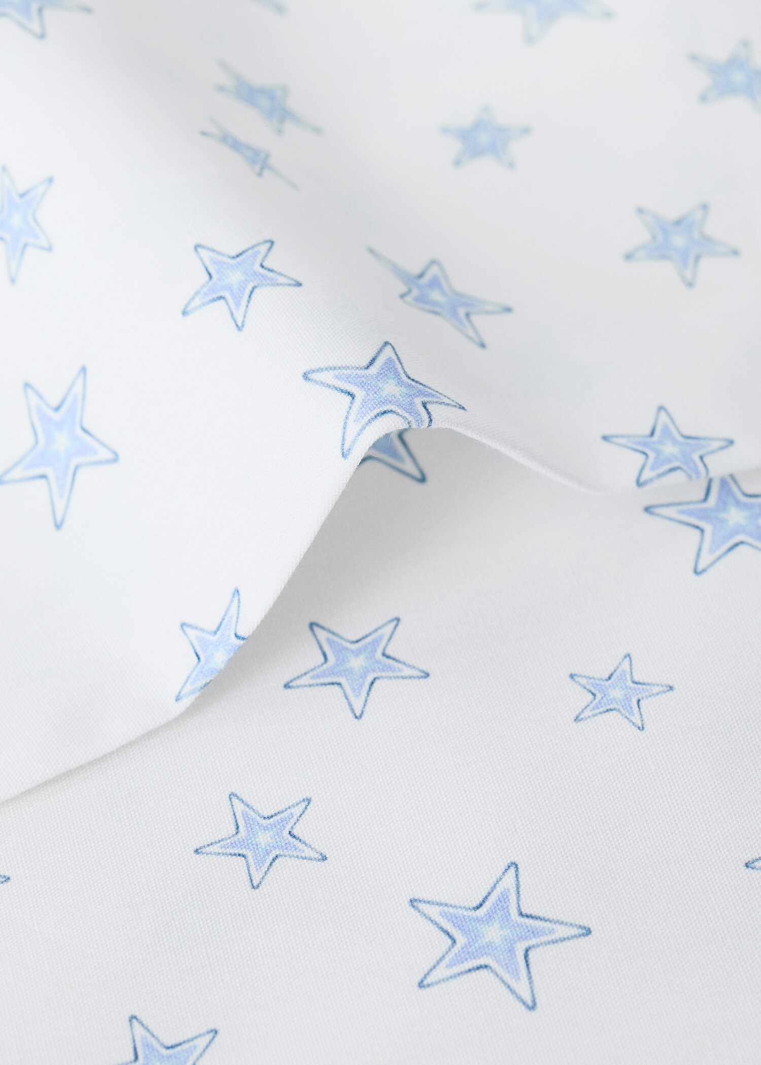 Percale cotton fitted sheet with little stars for a single bed (90 cm) - Details of the article 1