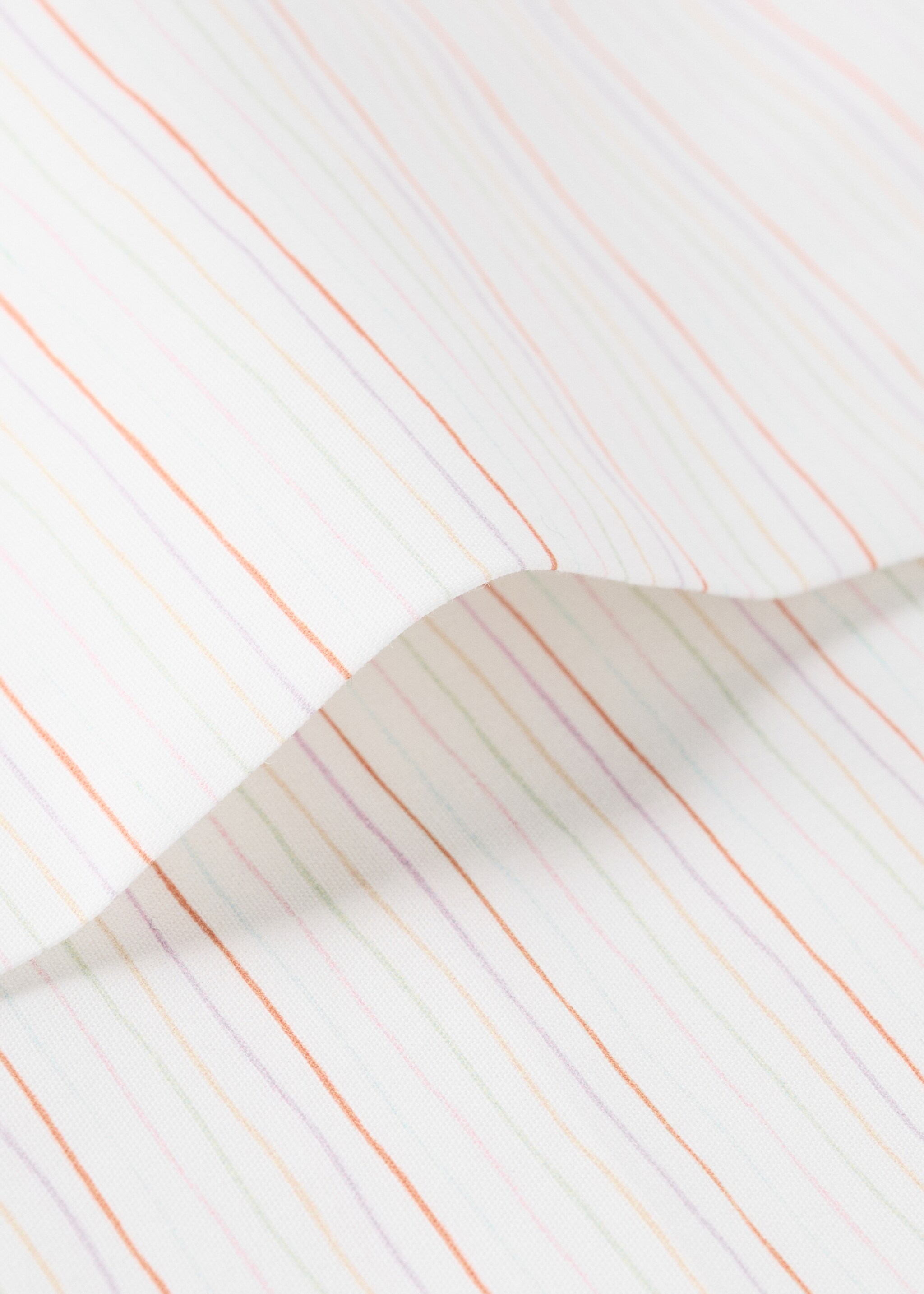 Fine striped cotton percale top sheet Queen Bed - Details of the article 1, Pink. Ref: 27064068-00.