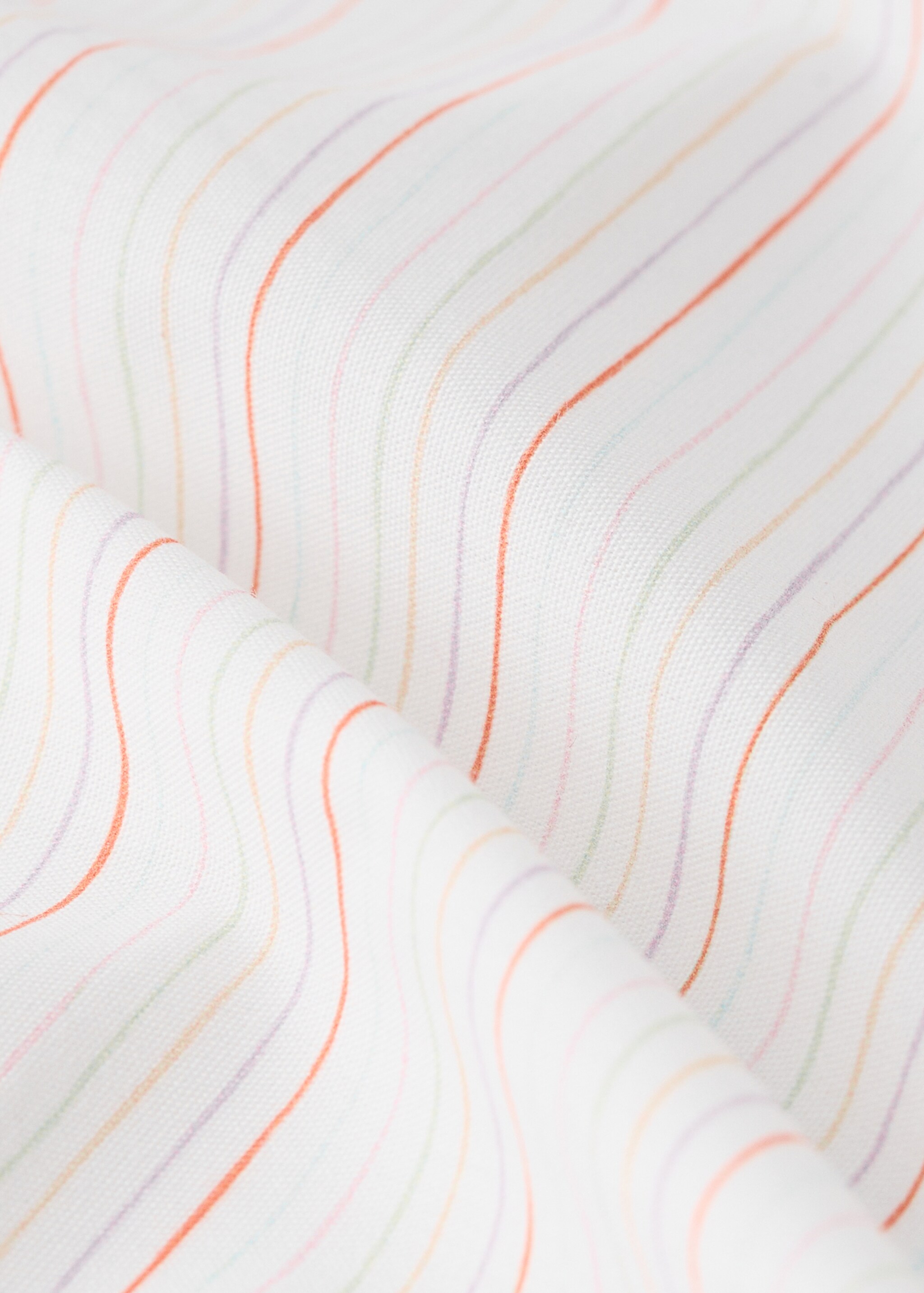 Fine striped cotton percale top sheet Queen Bed - Details of the article 2, Pink. Ref: 27064068-00.