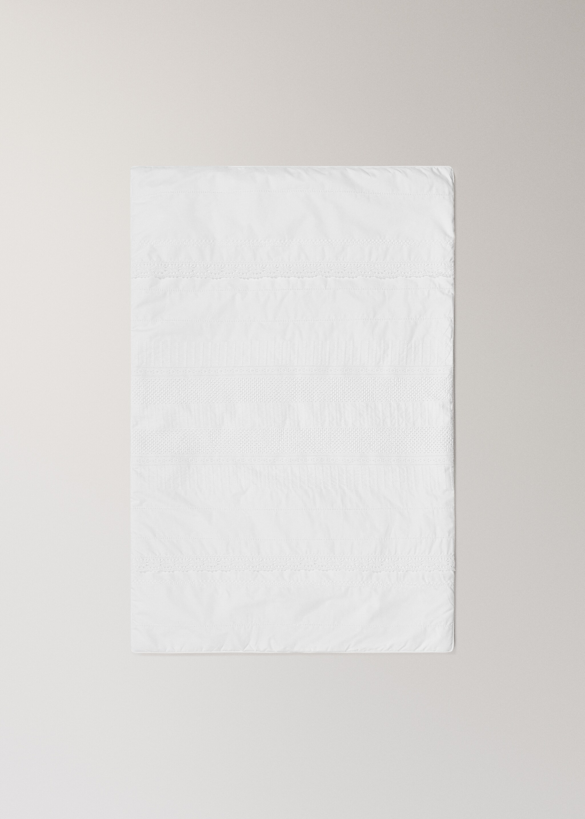 Embroidered cotton cot quilt - Details of the article 3, White. Ref: 27064070-00.
