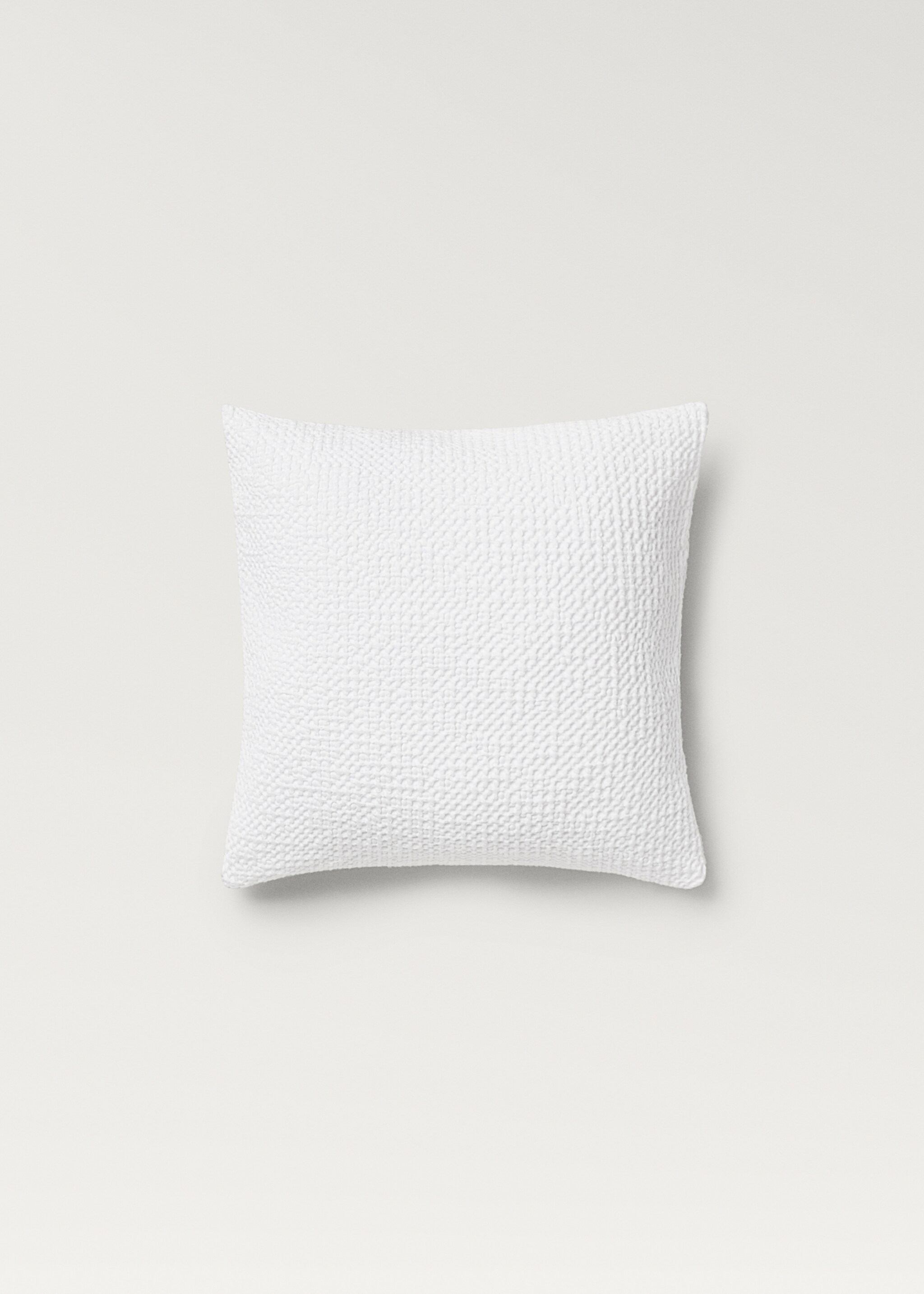 Children’s waffle-cotton garment-dyed cushion cover  40x40cm - Article without model, White. Ref: 27064076-00.