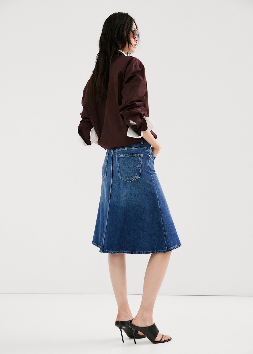 Midi denim skirt