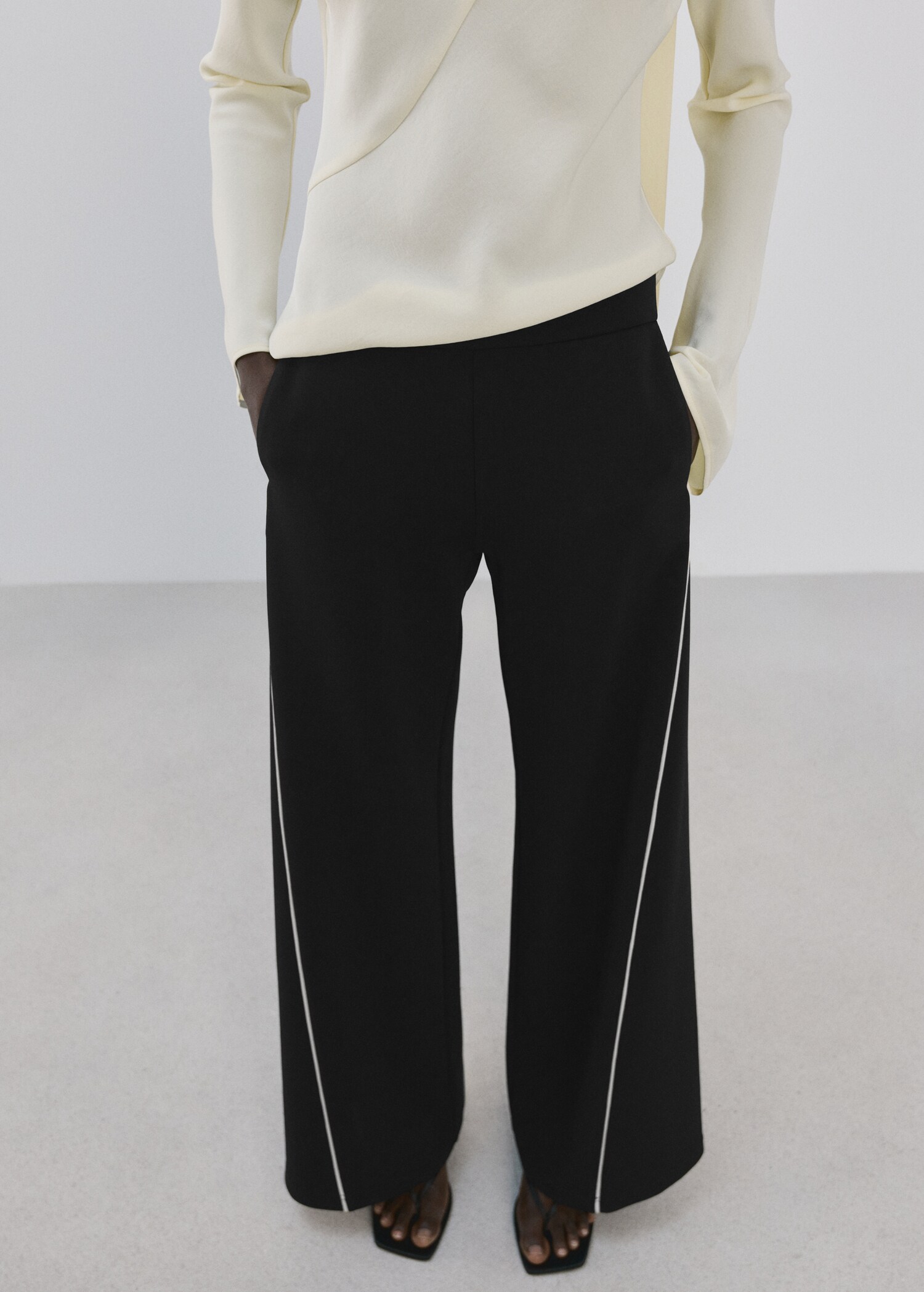 Pantalon droit rayures combinées - Plan moyen