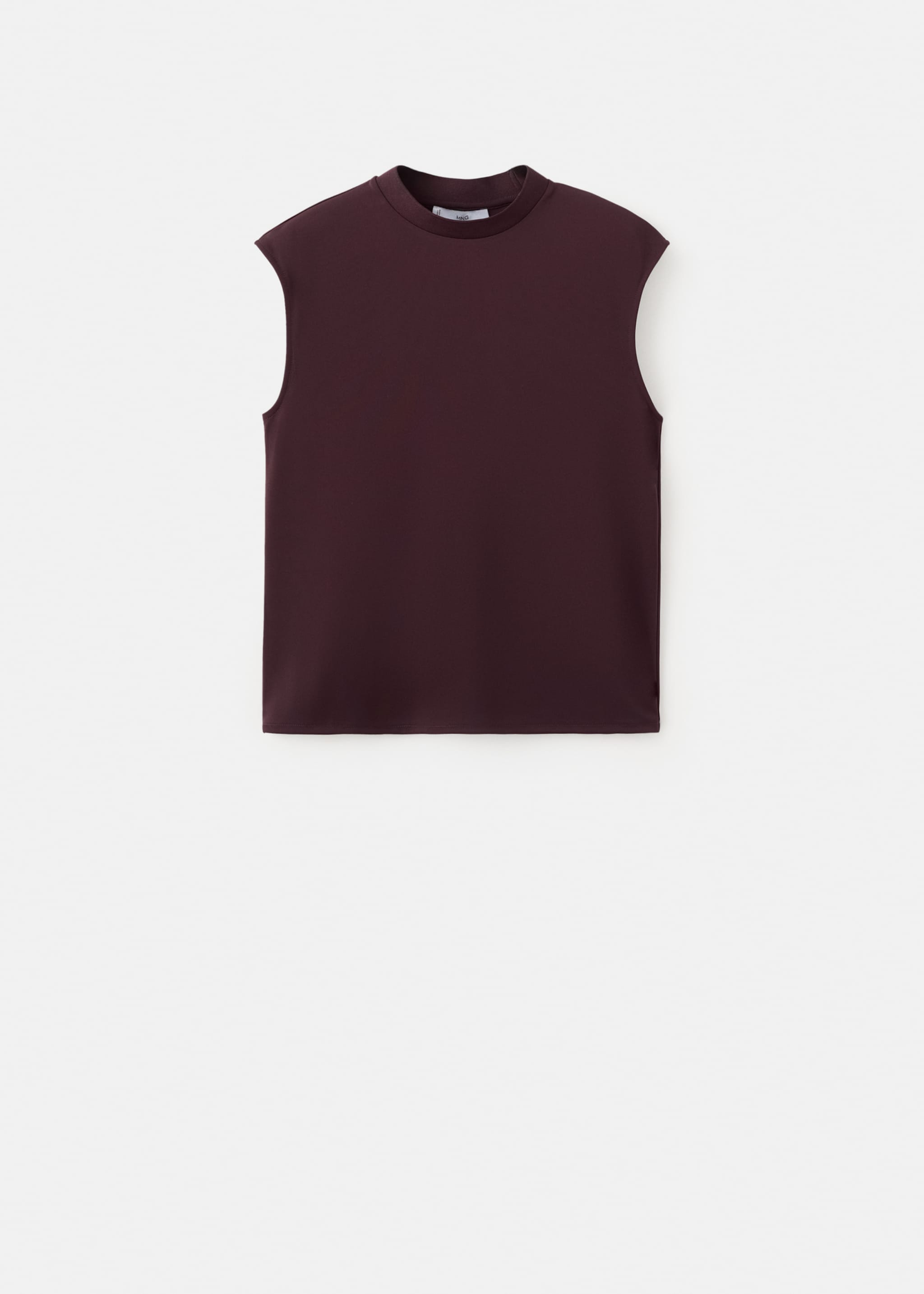 Top en maille fine col perkins - Article sans modèle, Lie de vin. Ref: 27064085-00.