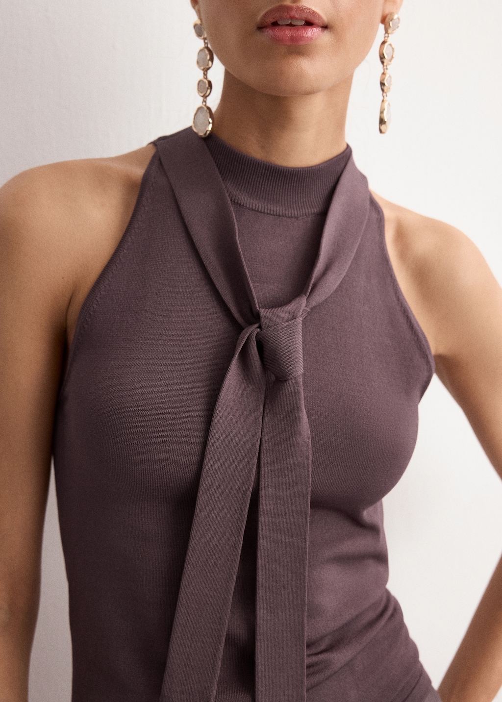 Mango Halter-neck knitted top
