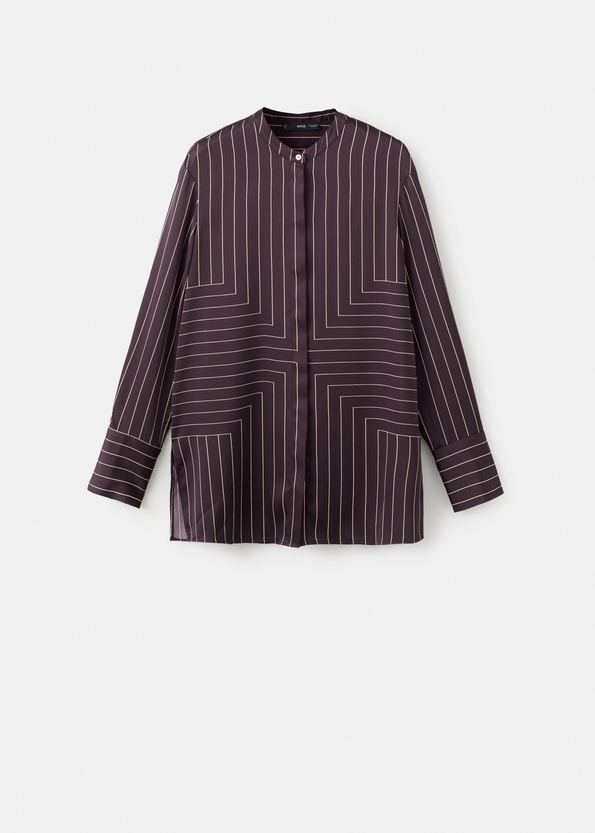 Satin print shirt - Article without model, Chocolate. Ref: 27064092-00.