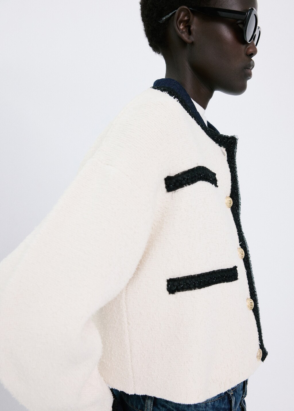 Mango Contrasting ribbed cardigan
