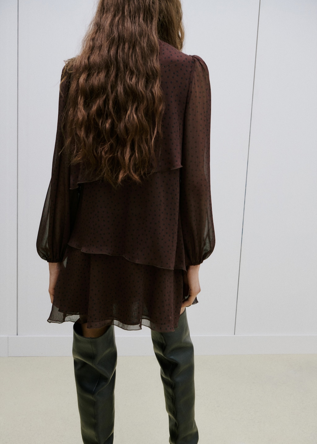 Mango Polka-dot dress with ruffles