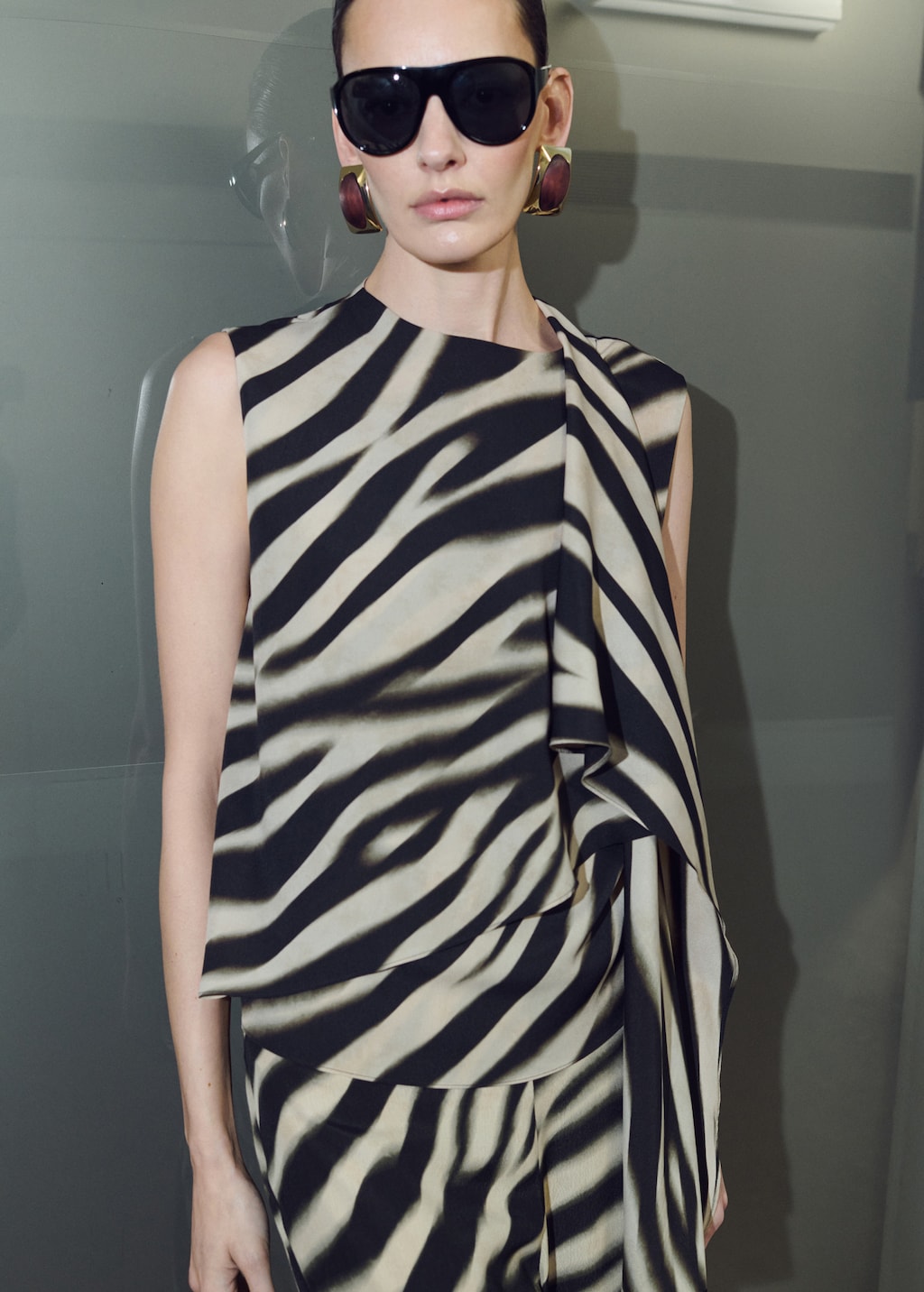 Printed foulard blouse - image 4