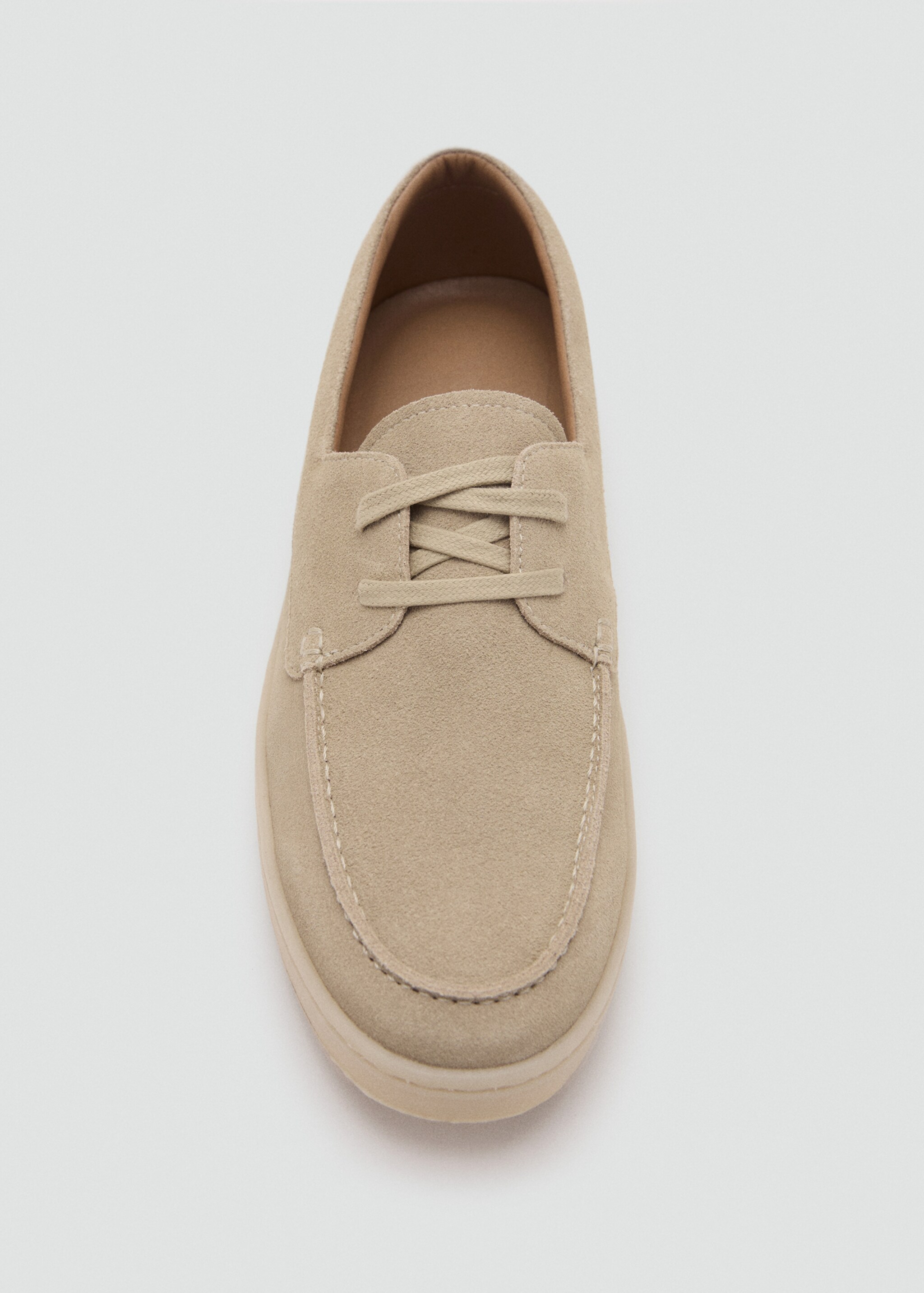 Suede leather lace-up shoe - Details of the article 2, Sand. Ref: 27064409-00.