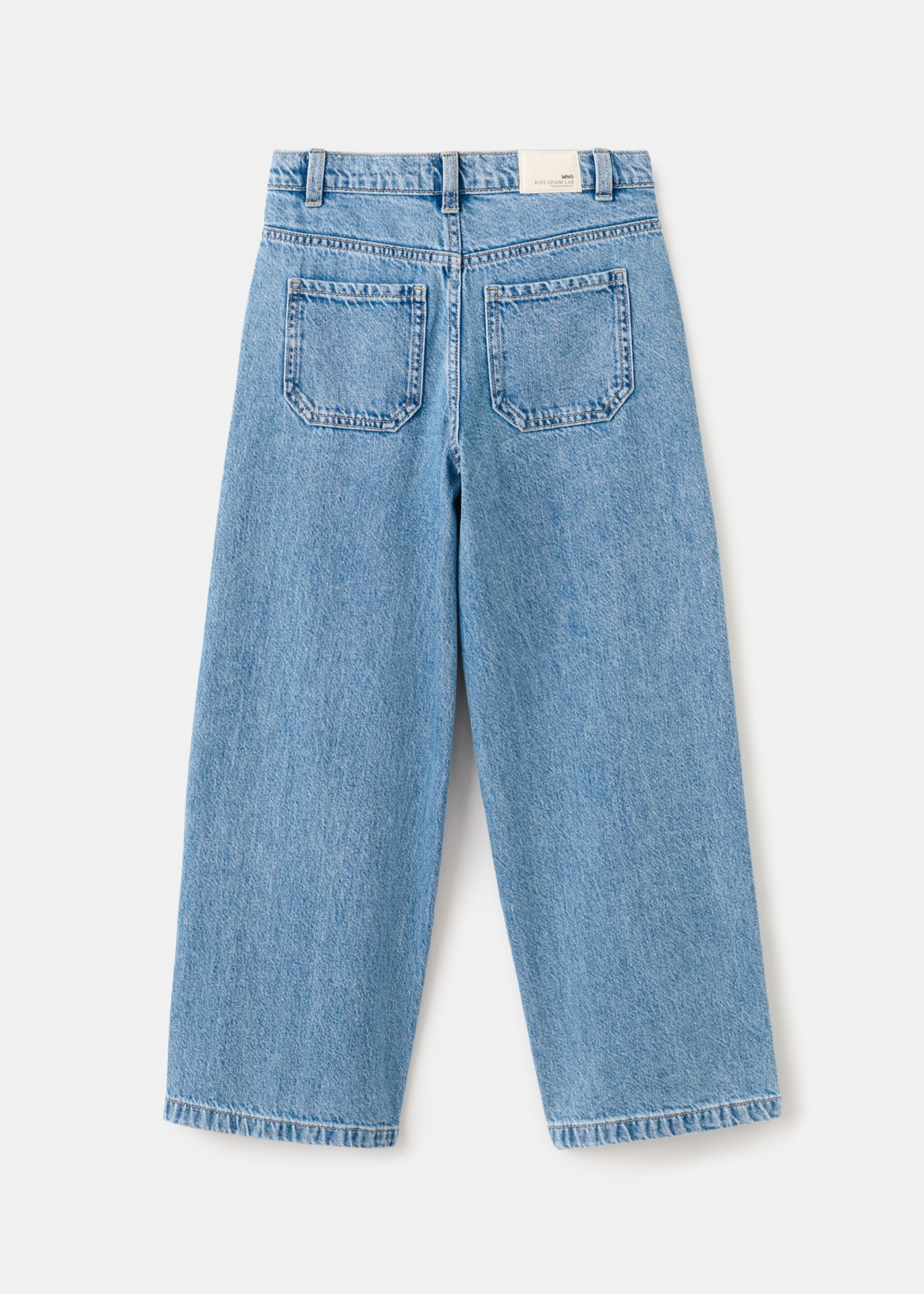 Jeans rectos estampados - Reverso del artículo, Azul medio. Ref: 27064416-00.