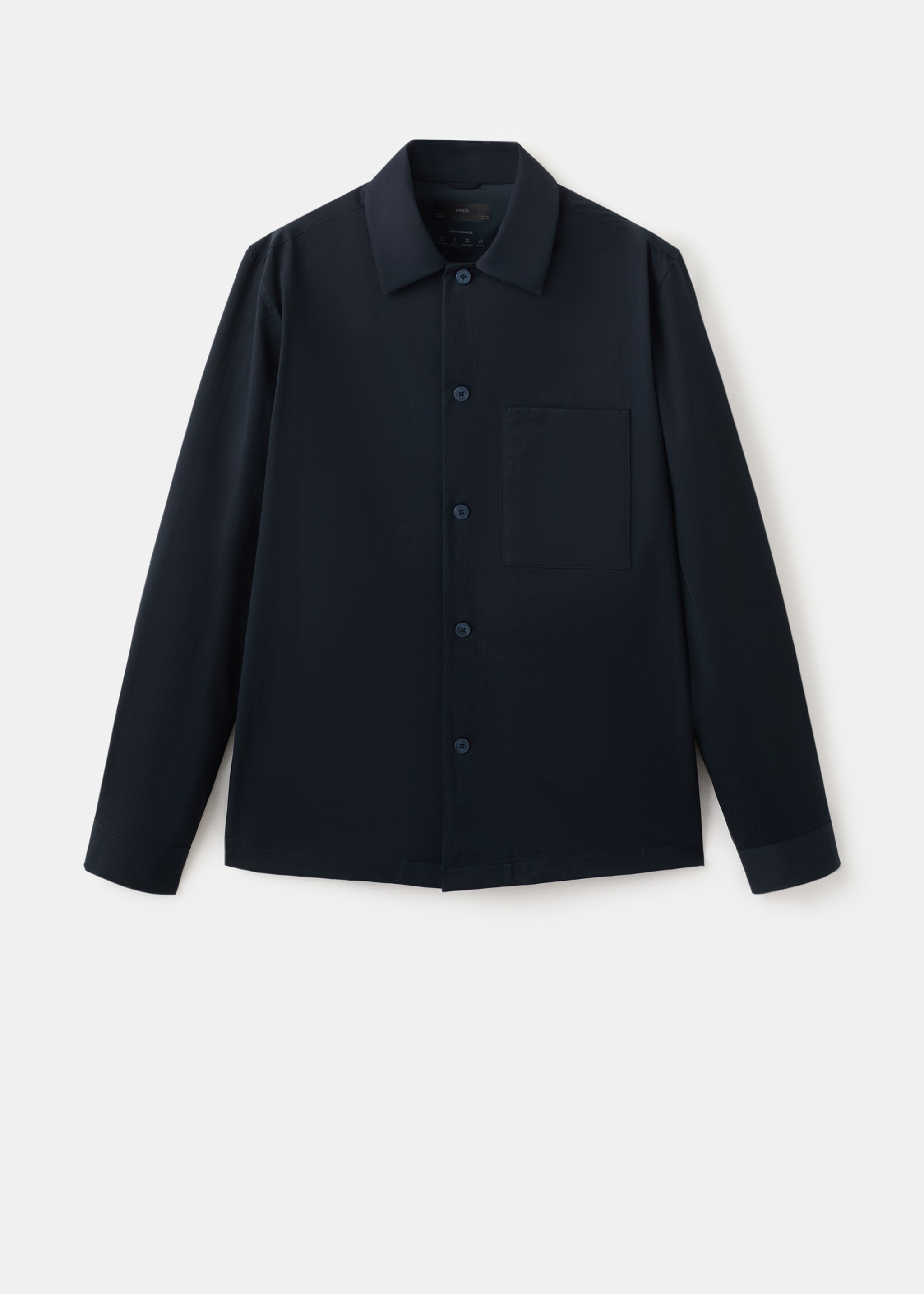 Non-iron overshirt pocket - Article without model, Navy. Ref: 27064422-00.
