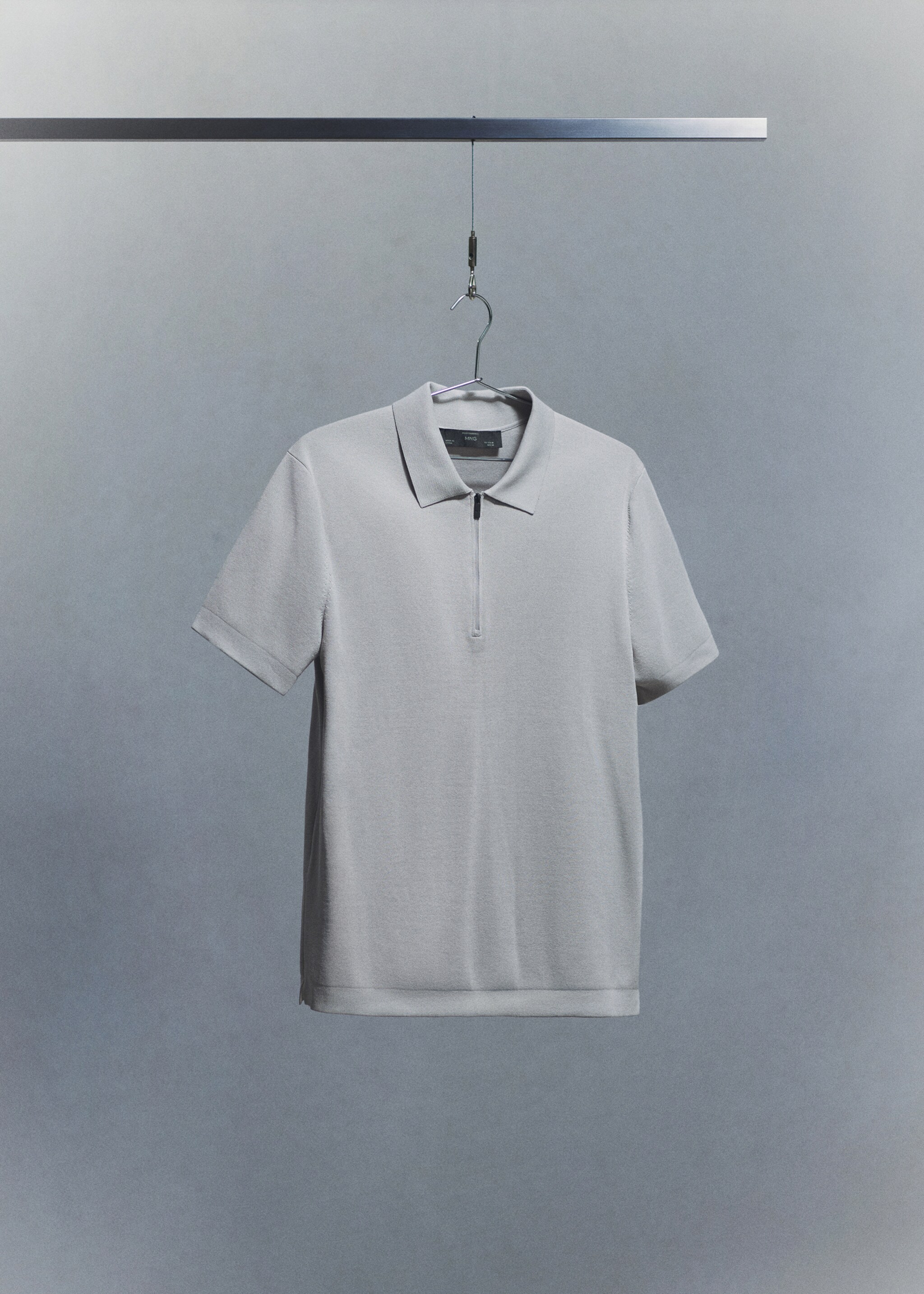 Comfort stretch zip polo - Details of the article 9, Ice Grey. Ref: 27064428-00.