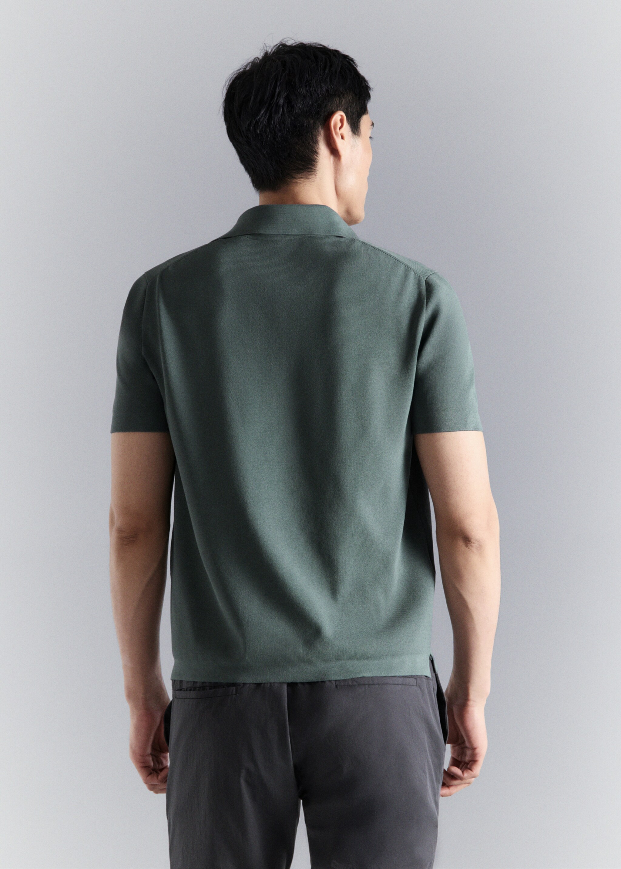 Polo comfort stretch com fecho de correr - Verso do artigo, Verde-bosque. Ref: 27064428-00.