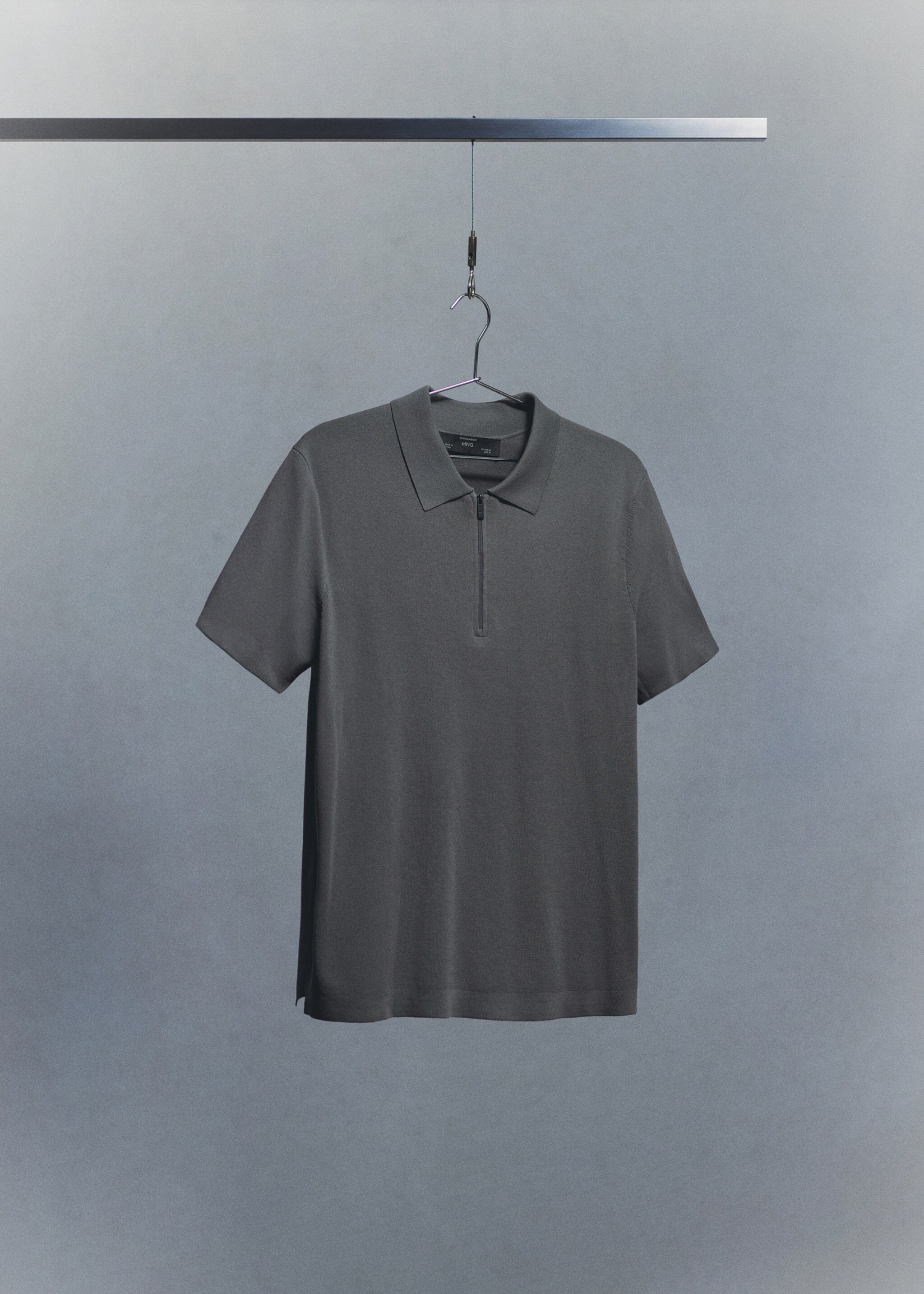 Comfort stretch zip polo - Details of the article 9, Dark Grey. Ref: 27064428-00.