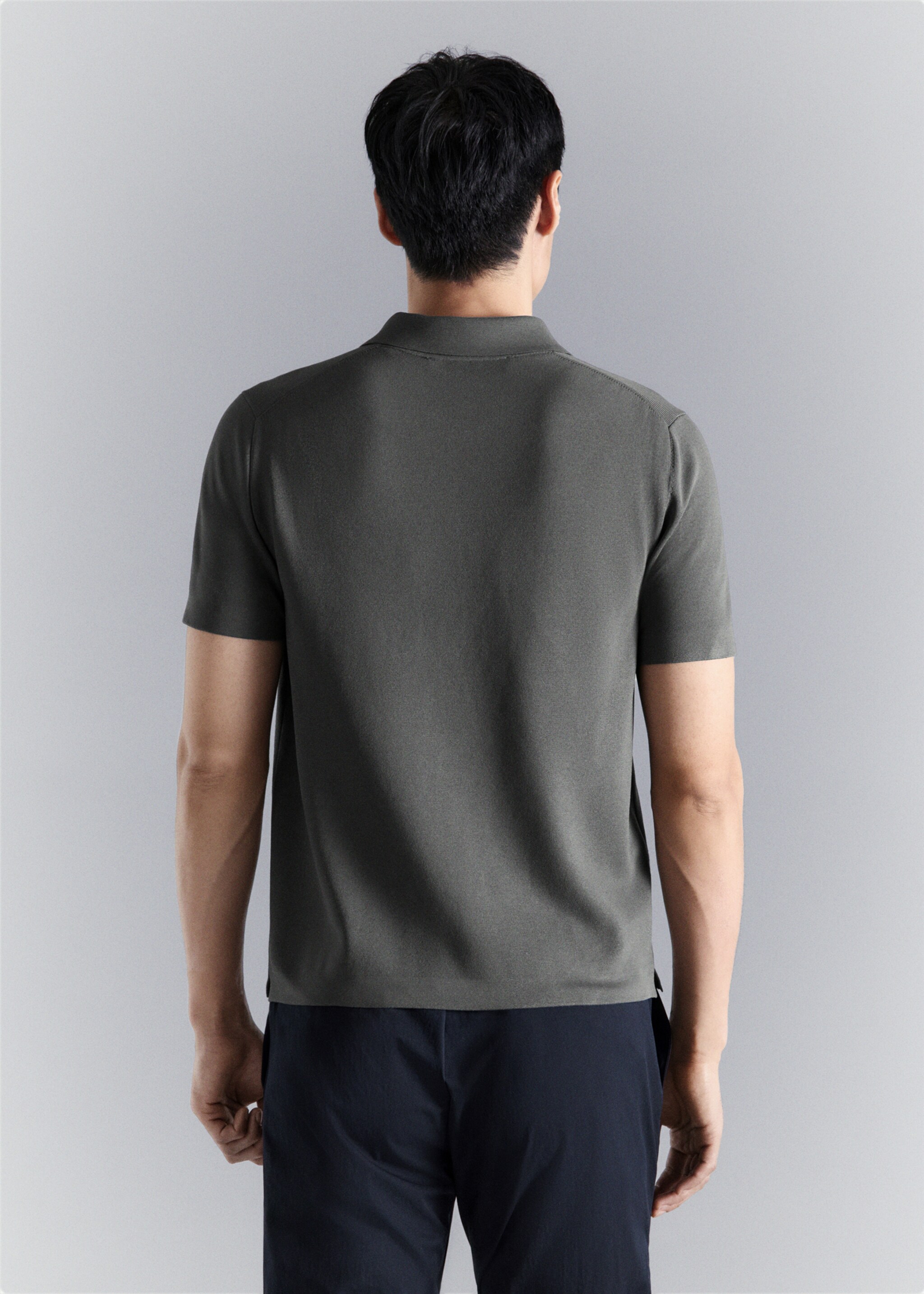 Polo comfort stretch com fecho de correr - Verso do artigo, Cinzento-escuro. Ref: 27064428-00.
