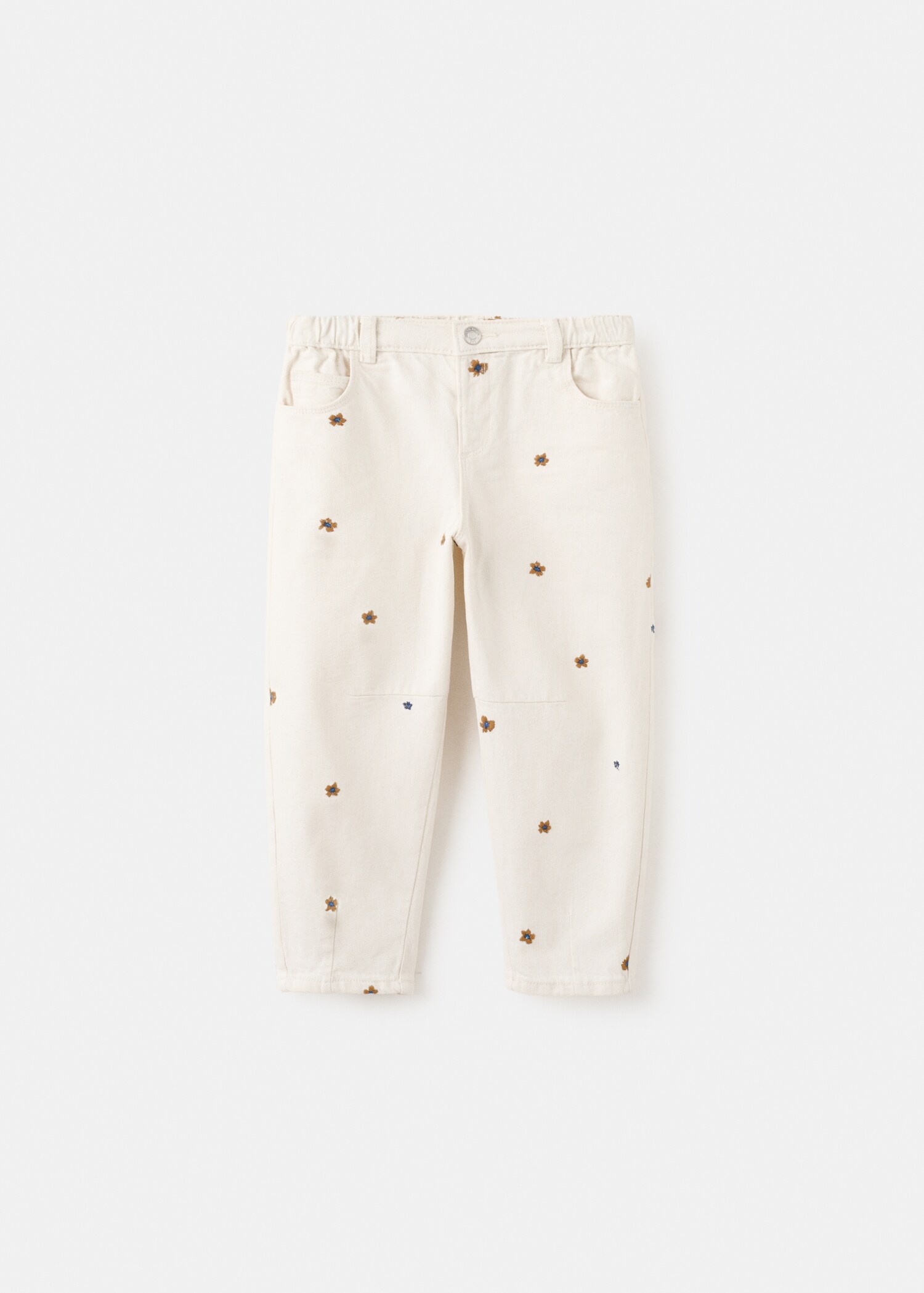 Flower-embroidered straight-fit jeans - Article without model