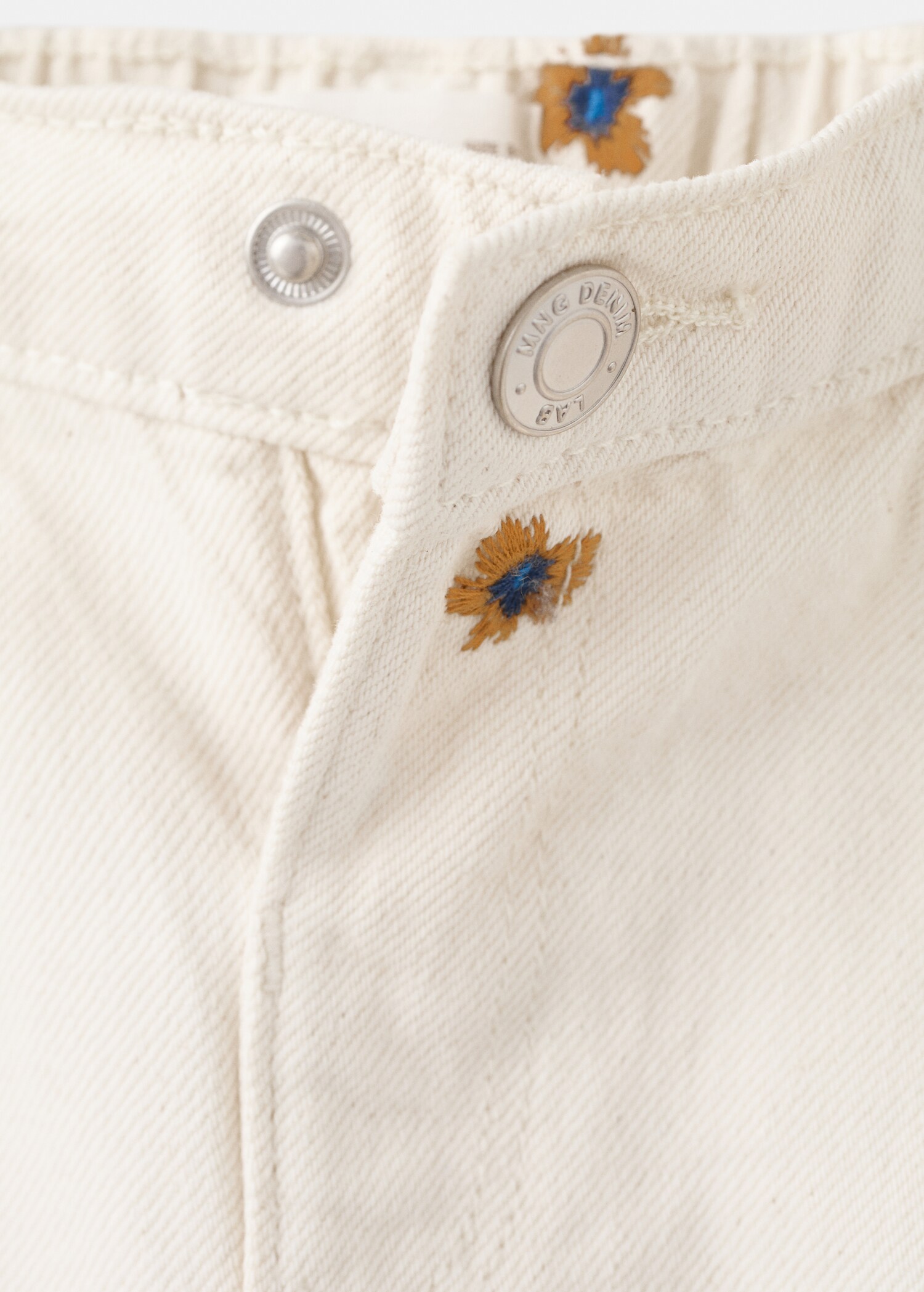 Flower-embroidered straight-fit jeans - Details of the article 0