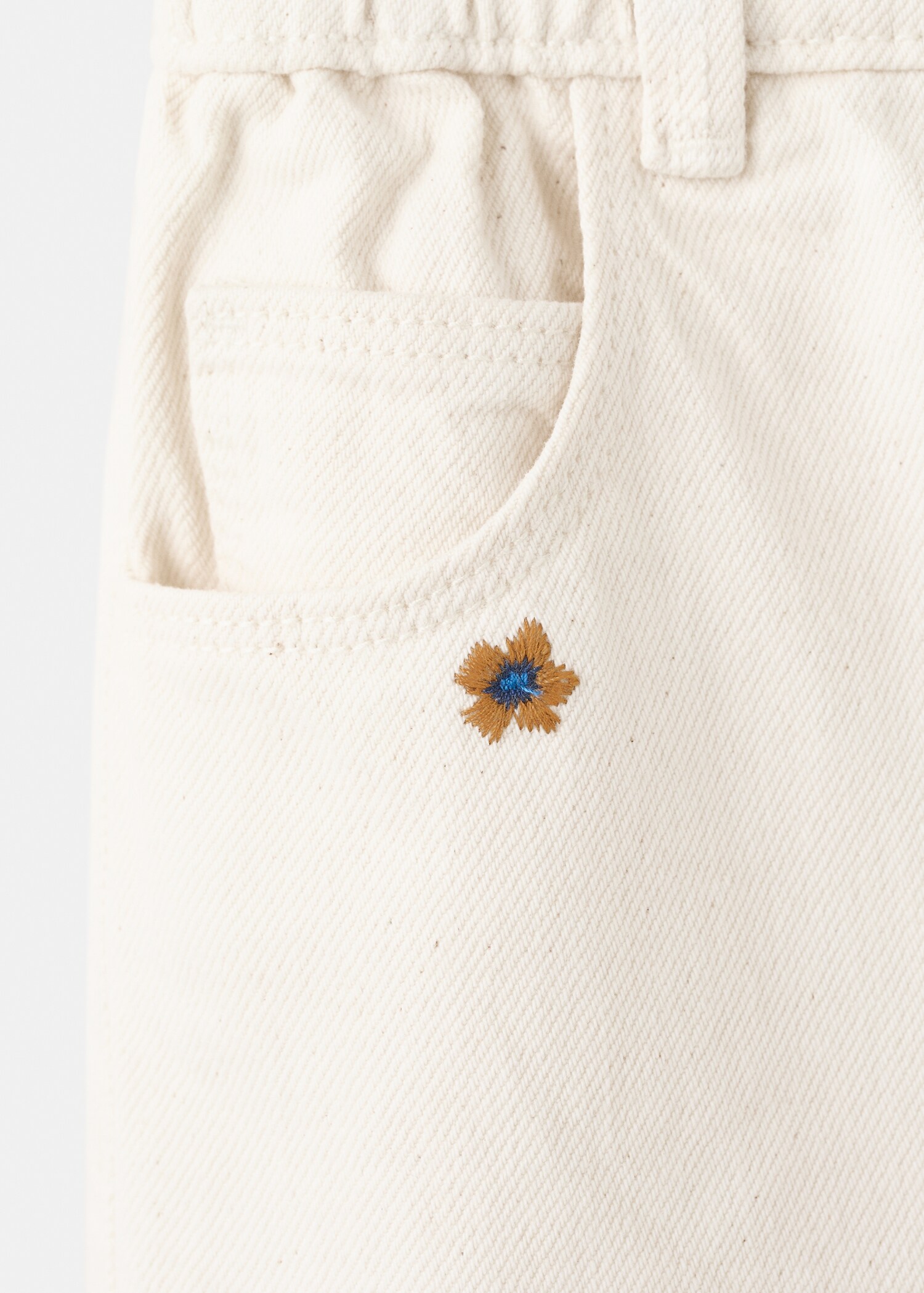 Flower-embroidered straight-fit jeans - Details of the article 8