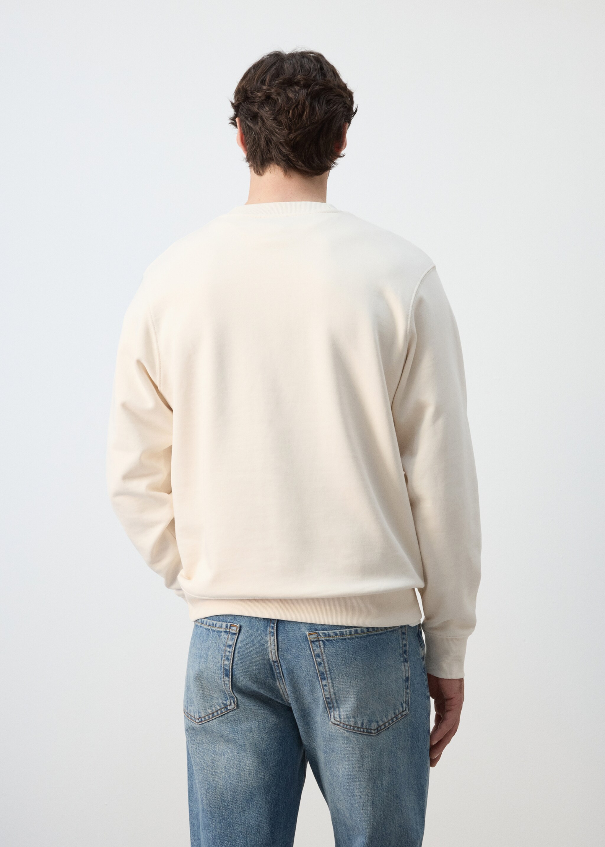100% cotton regular-fit sweatshirt - Reverse of the article, Ecru. Ref: 27064430-00.