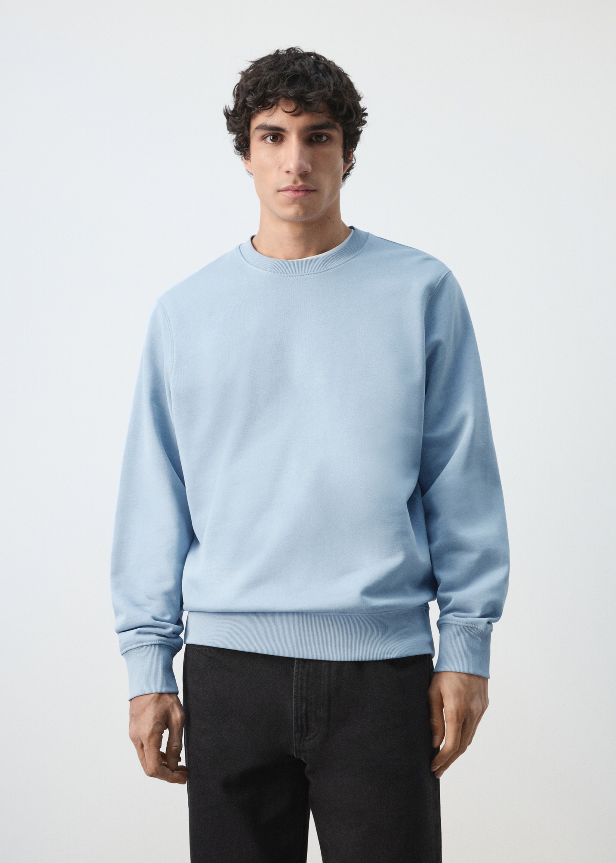 100% cotton regular-fit sweatshirt - Medium plane, Sky Blue. Ref: 27064430-00.
