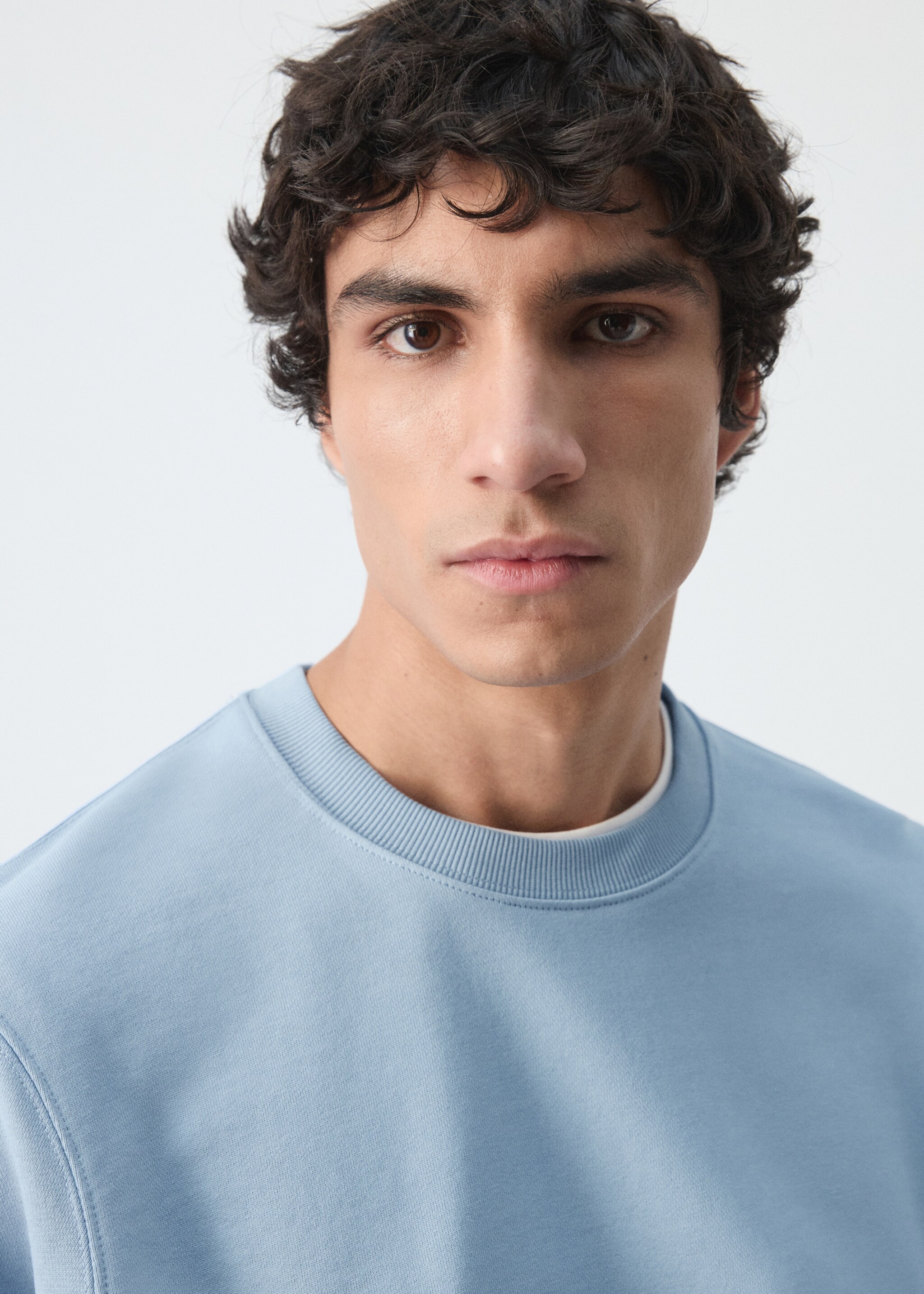 100% cotton regular-fit sweatshirt - Details of the article 1, Sky Blue. Ref: 27064430-00.