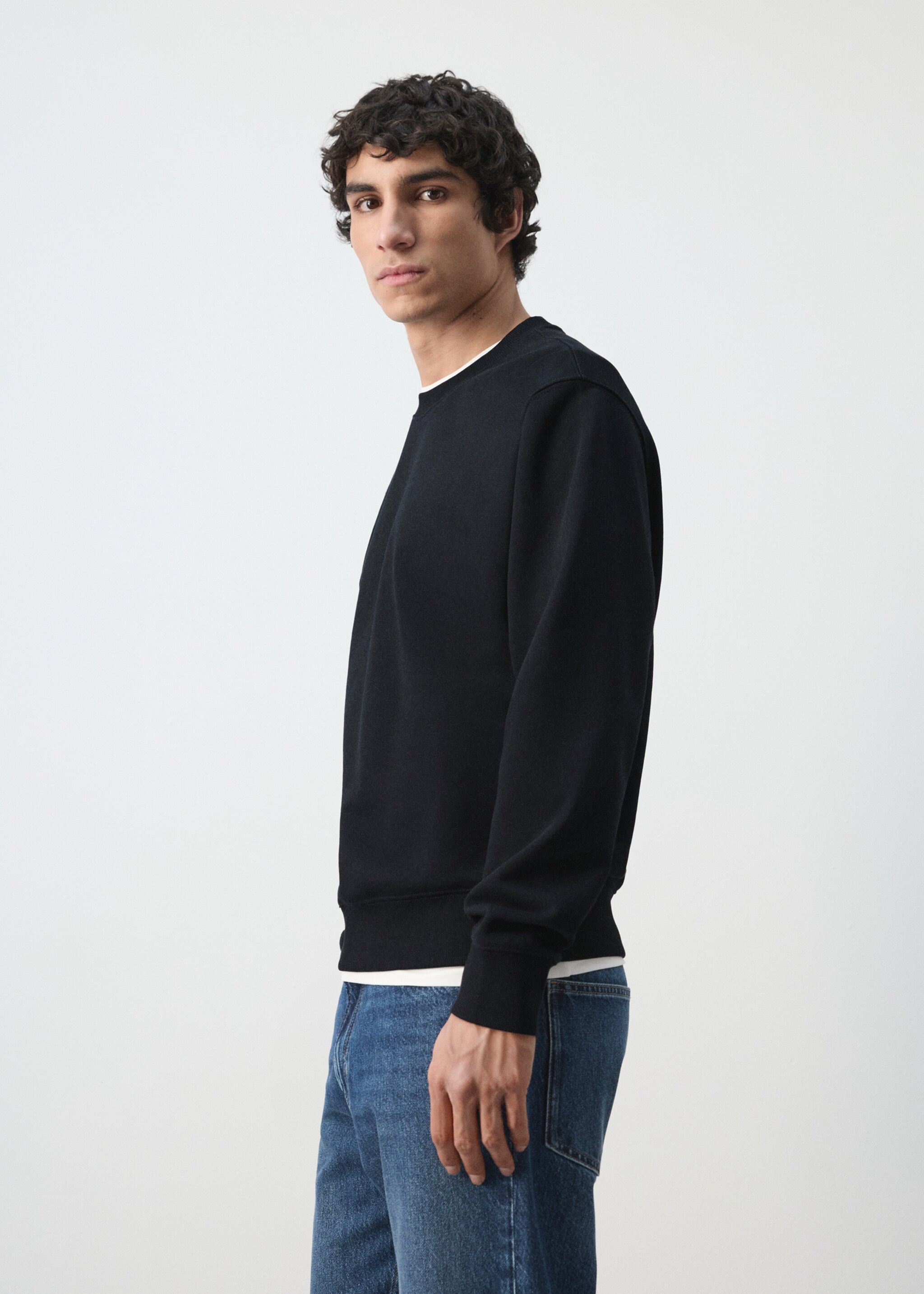 100% cotton regular-fit sweatshirt - Details of the article 2, Navy. Ref: 27064430-00.