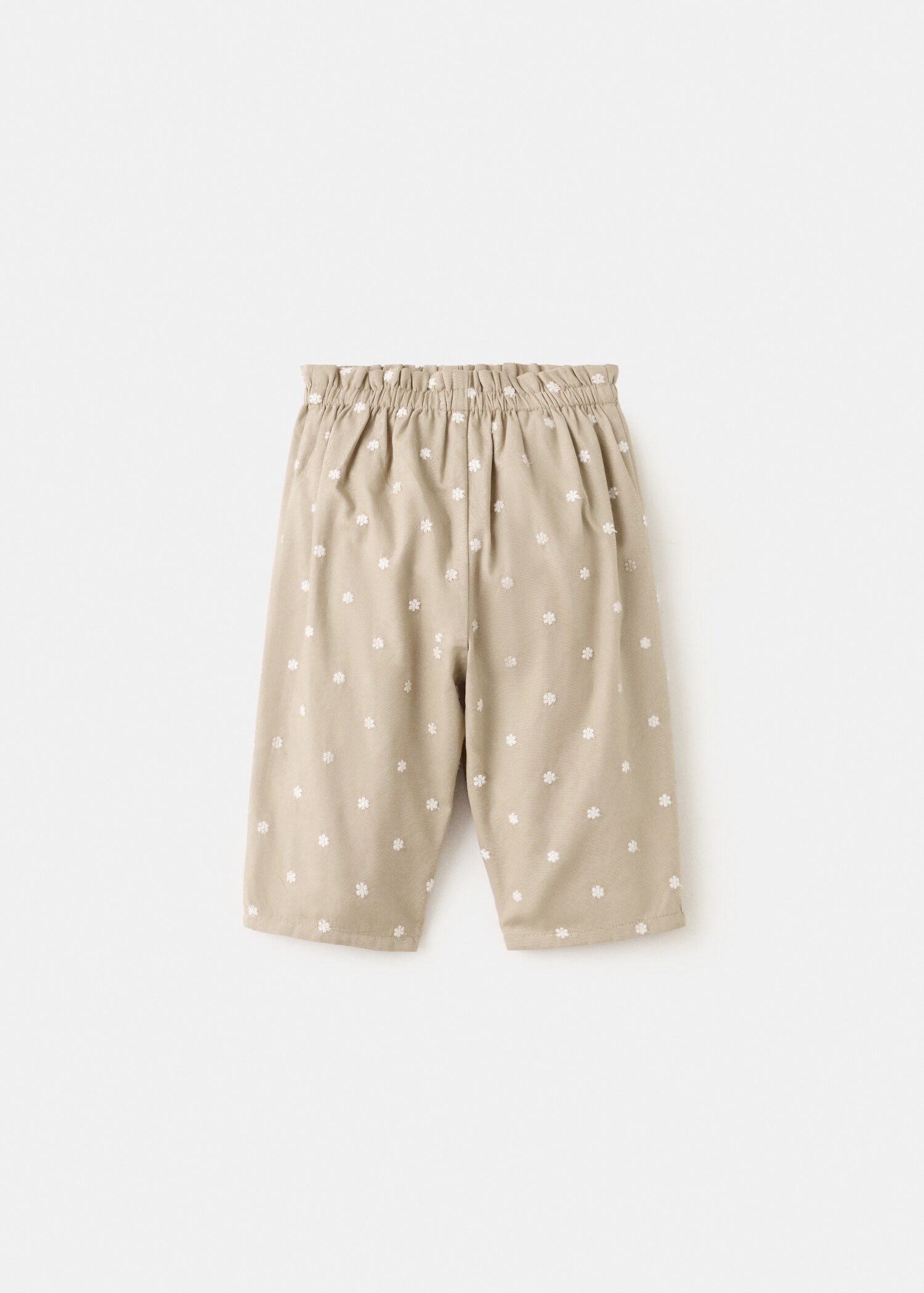 بنطلون قطن مزين بالورود المطرزة - منتج دون نموذج