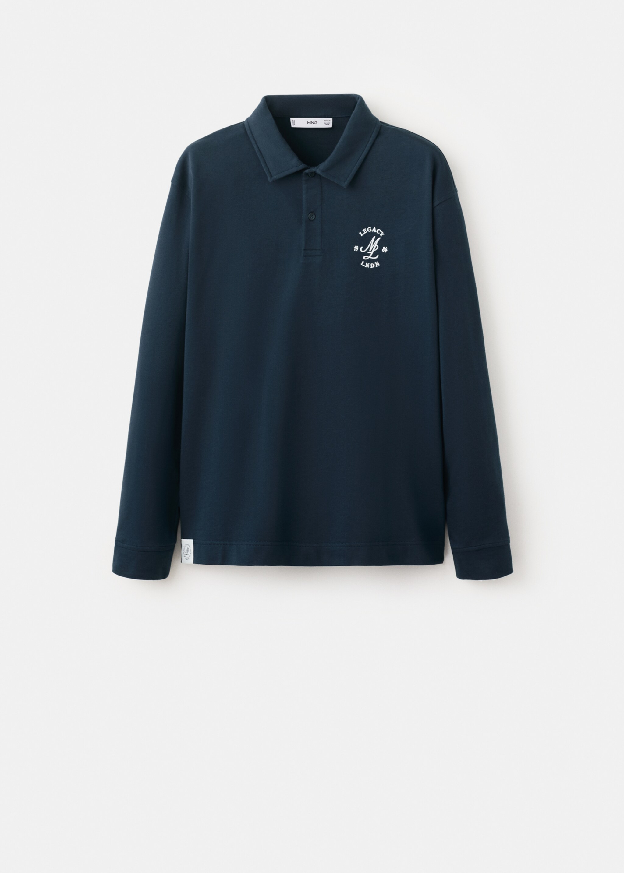 100% cotton polo shirt with graphic embroidery - Article without model, Navy. Ref: 27064438-00.