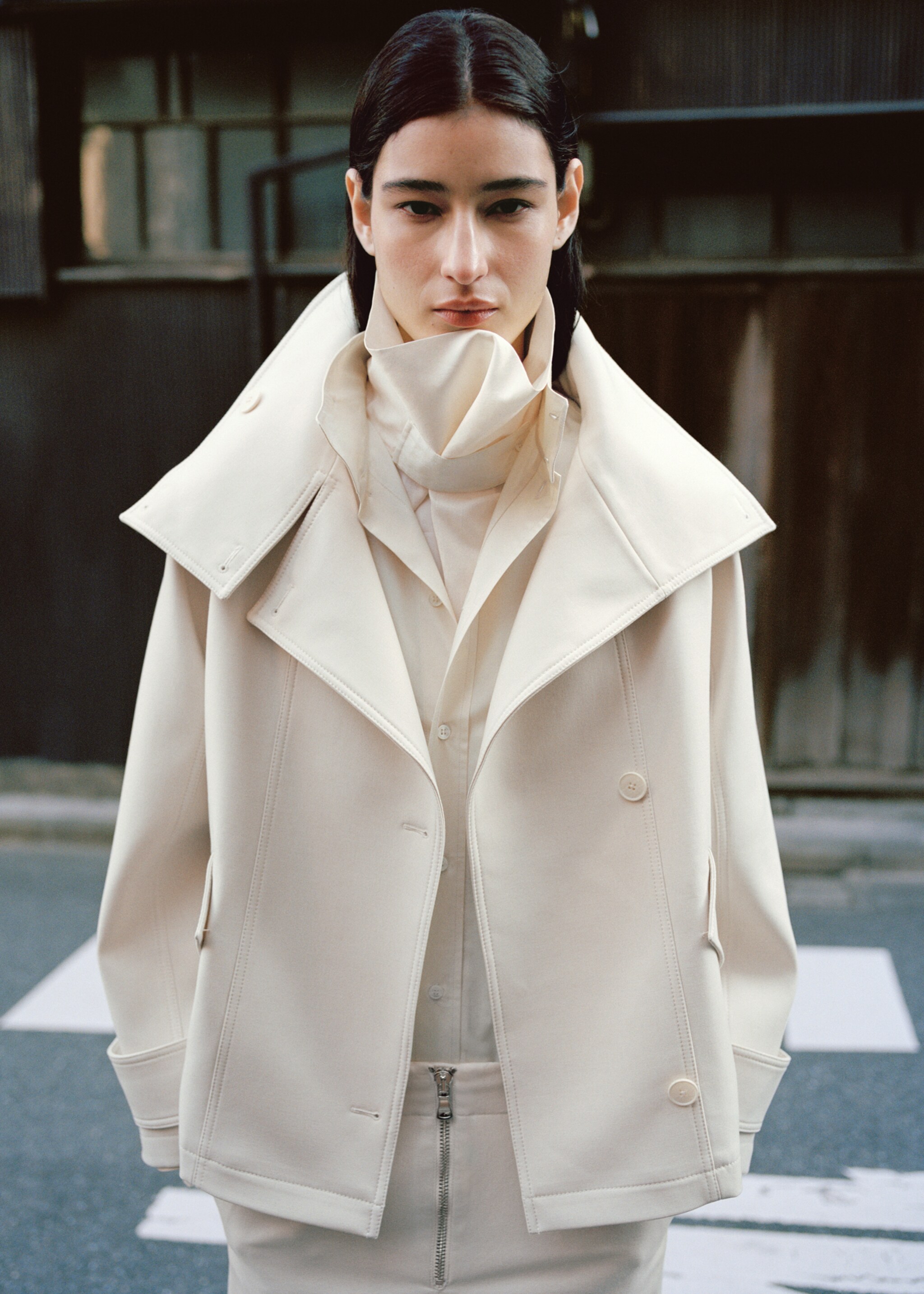 Funnel neck parka with pockets - Medium plane, Vanilla. Ref: 27064444-00.