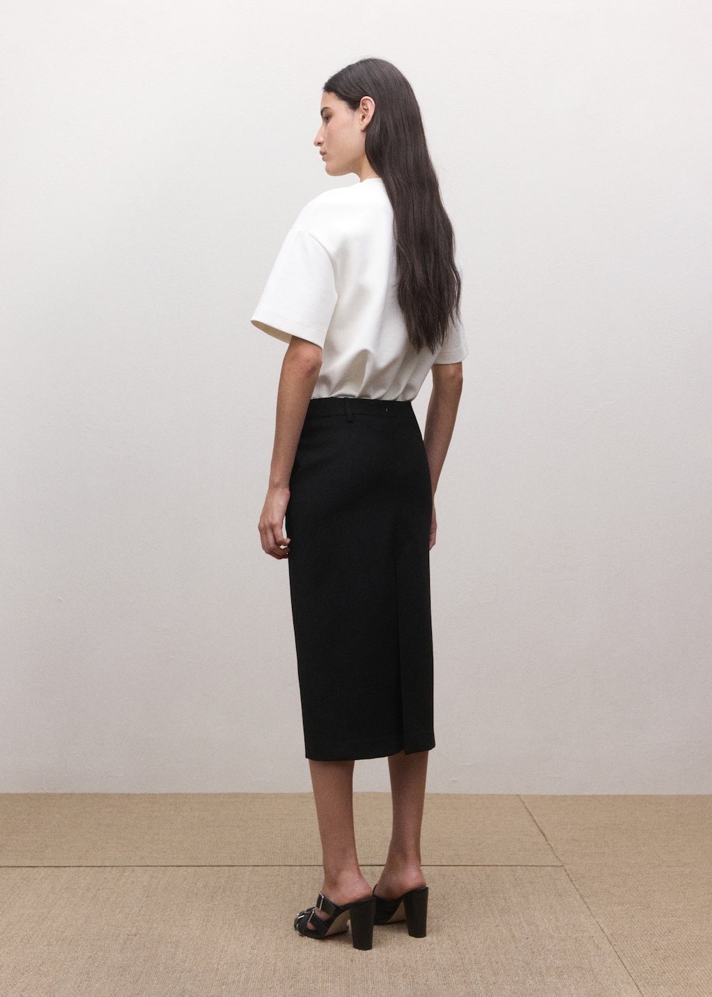 Mango Wool-blend midi-skirt