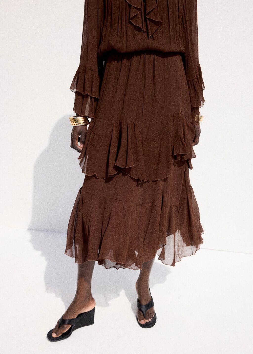 Ruffled chiffon skirt - image 4