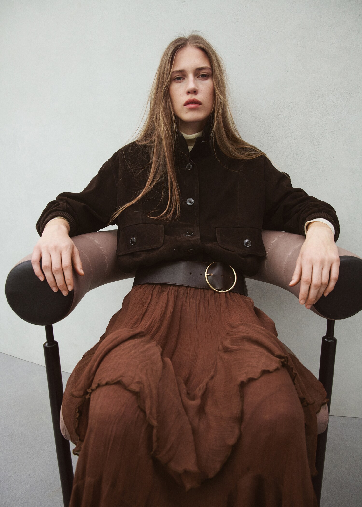 Ruffled chiffon skirt - Medium plane