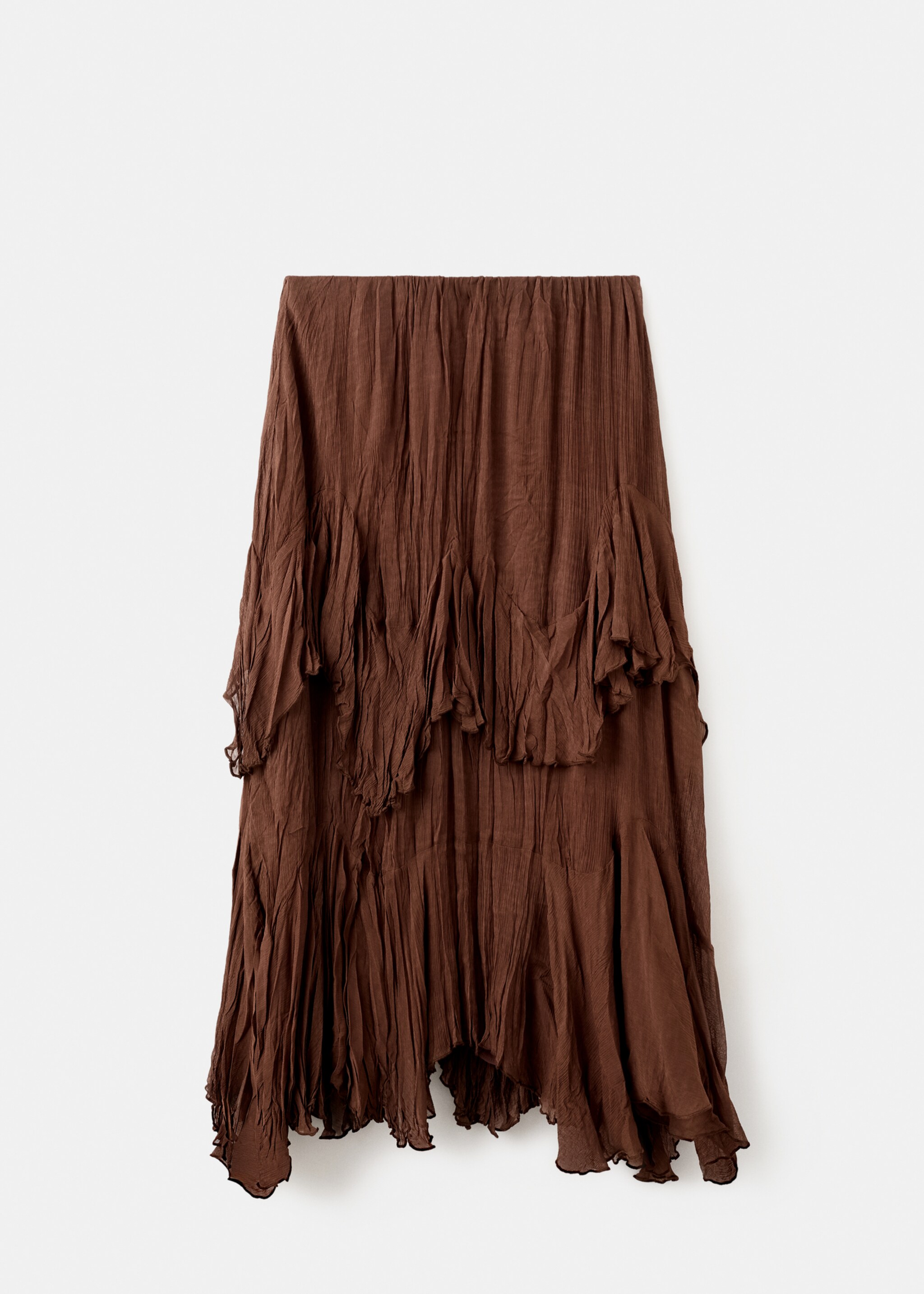 Ruffled chiffon skirt - Article without model, Brown. Ref: 27064446-00.