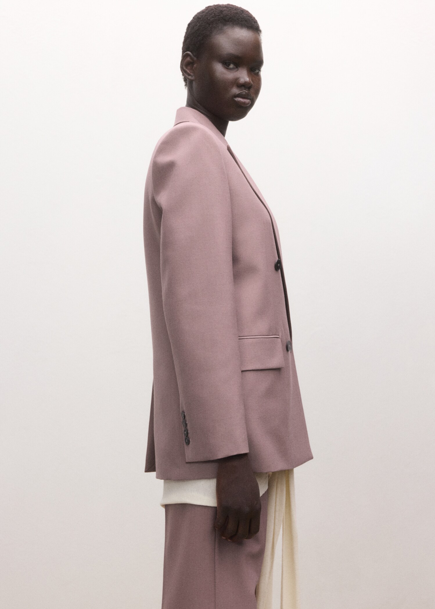 Double-breasted wool suit jacket - Medium plane